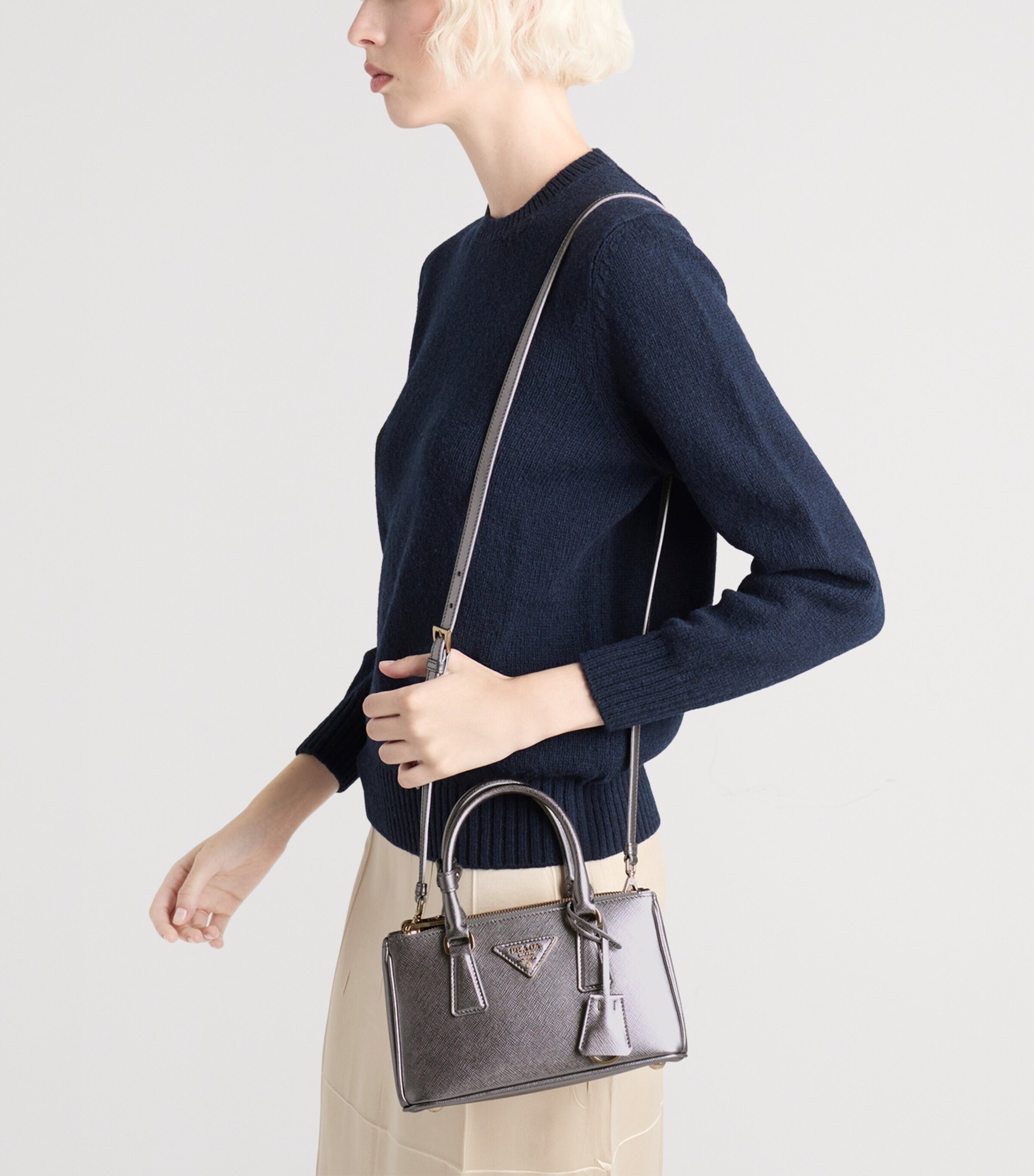 Mini Metallic Saffiano Leather Galleria Top-Handle Bag F0135 Image 7