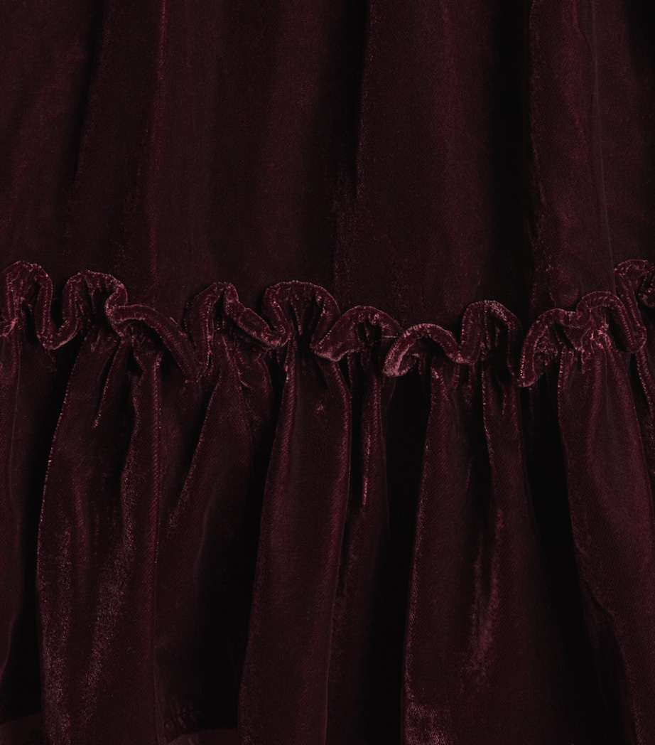 PETITE AMALIE Velvet Lace-Trim Dress (4-16 Years) Dark Cherry Image 2
