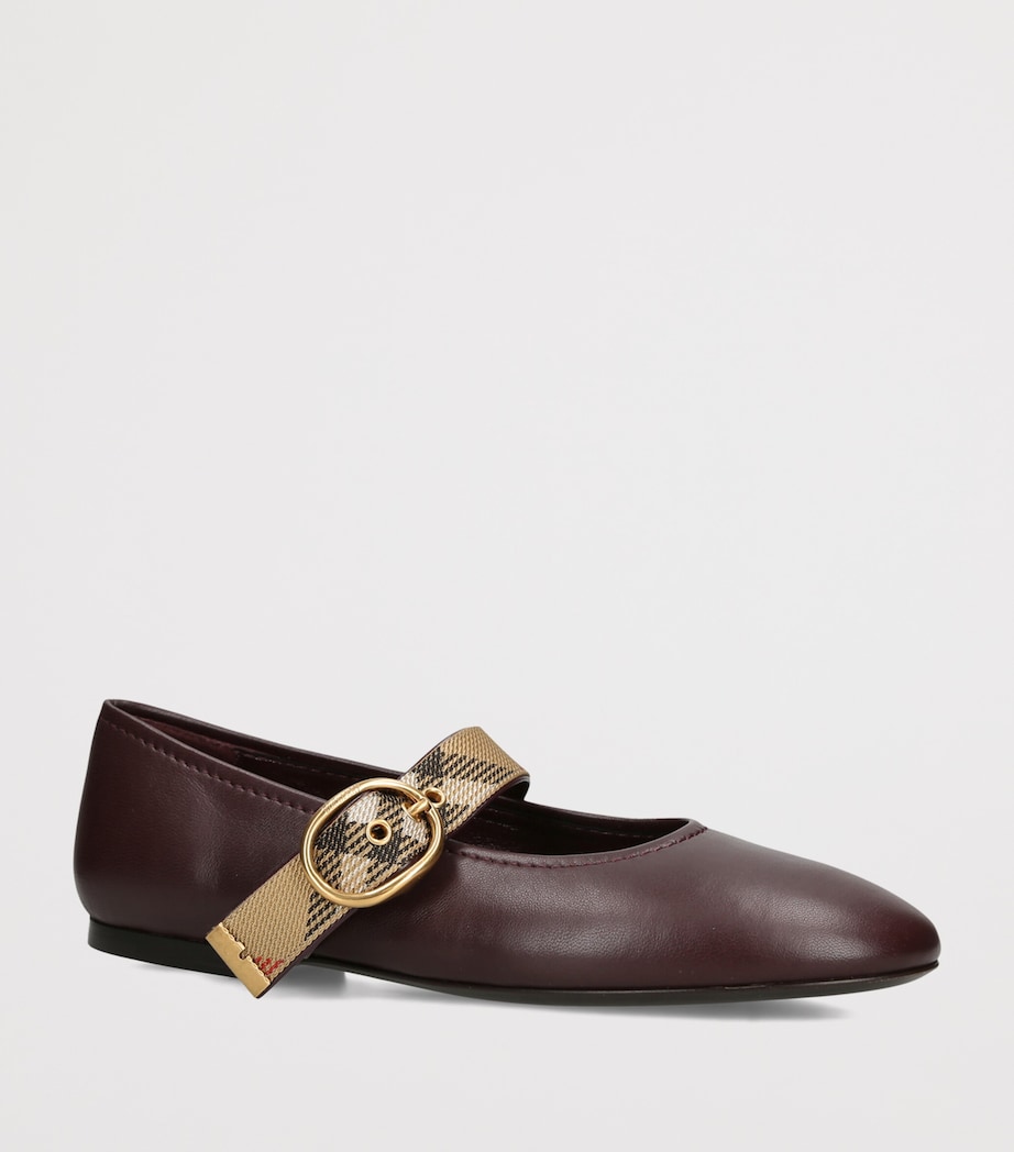 Burberry Leather Robin Ballet Flats Wine Image 2