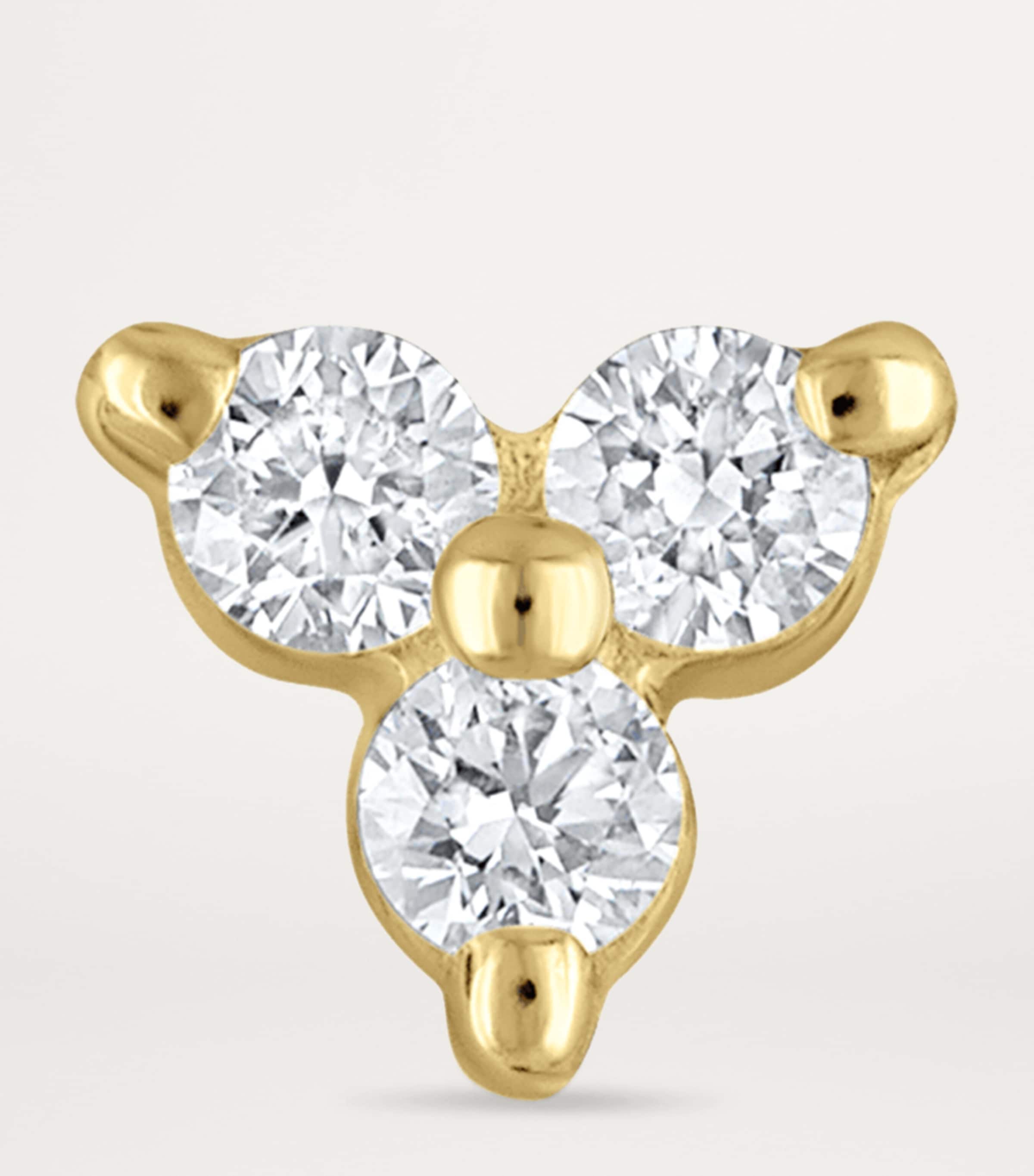 Diamond Trinity Threaded Stud Earring (3mm) YELLOW GOLD Image 3