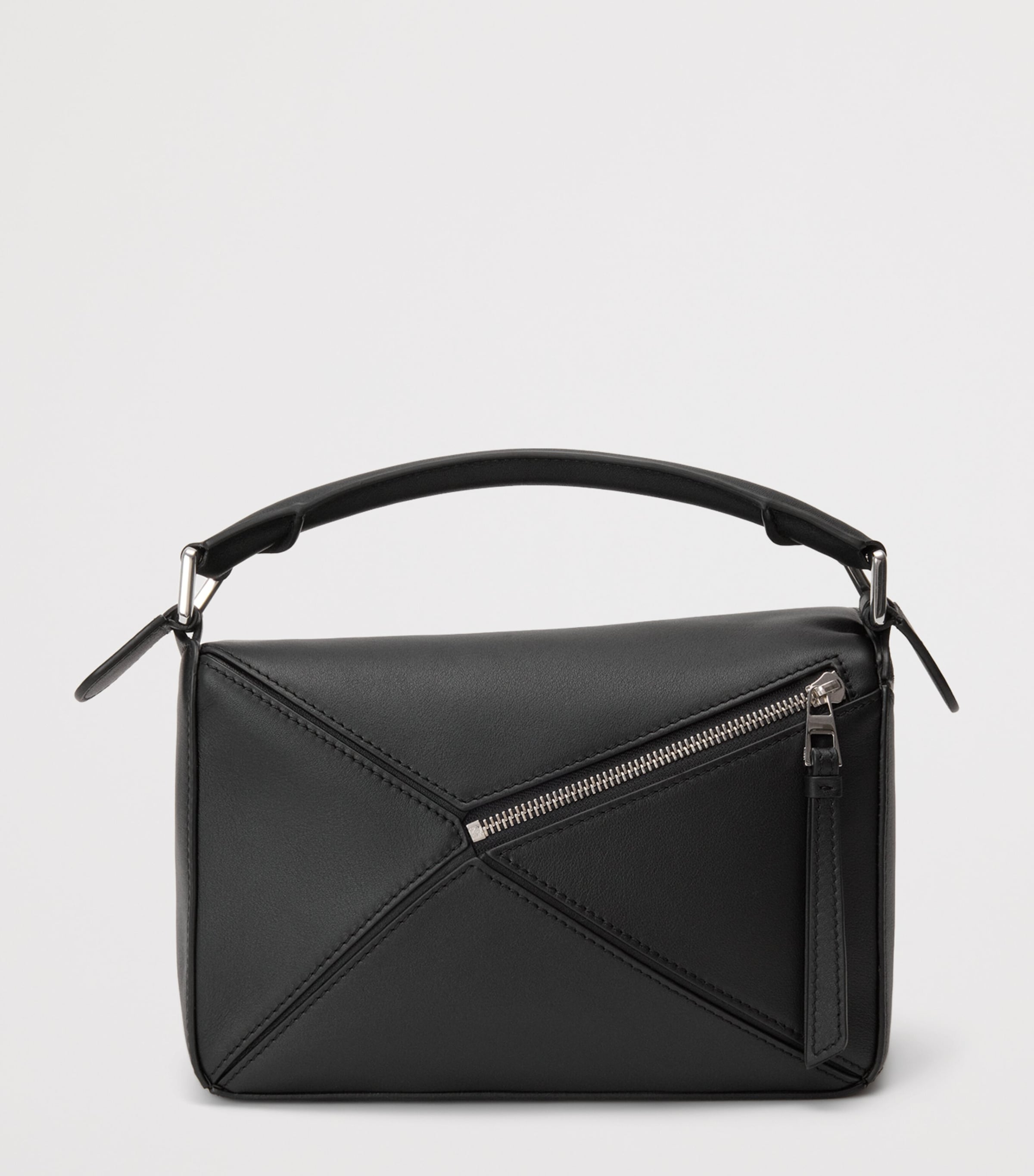 LOEWE Small Leather Puzzle Fringed Top-Handle Bag Black/dark Chestnut Image 4