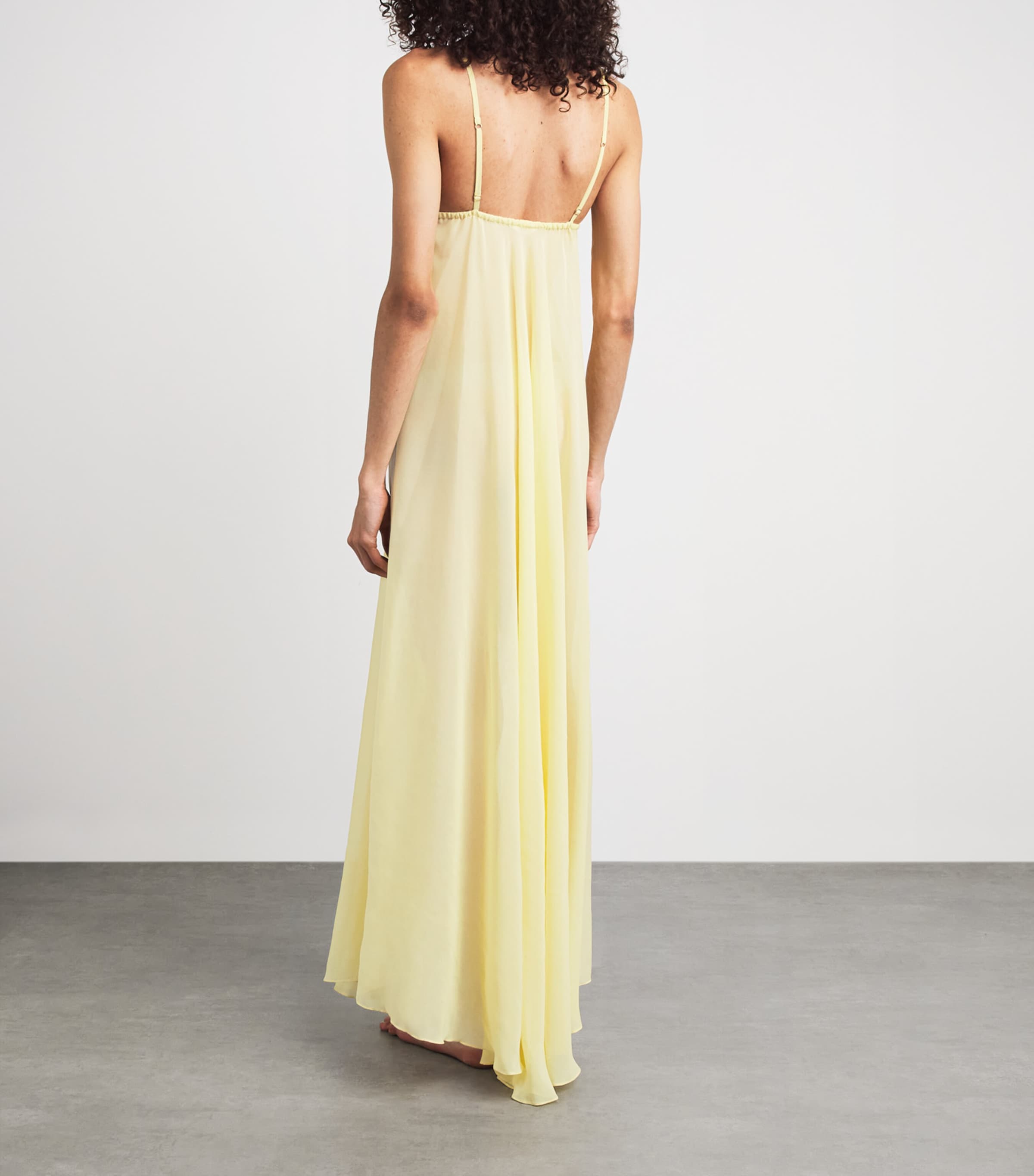 Rosamosario Womens Silk Lace-Trim Slip Dress Baby Yellow Image 4
