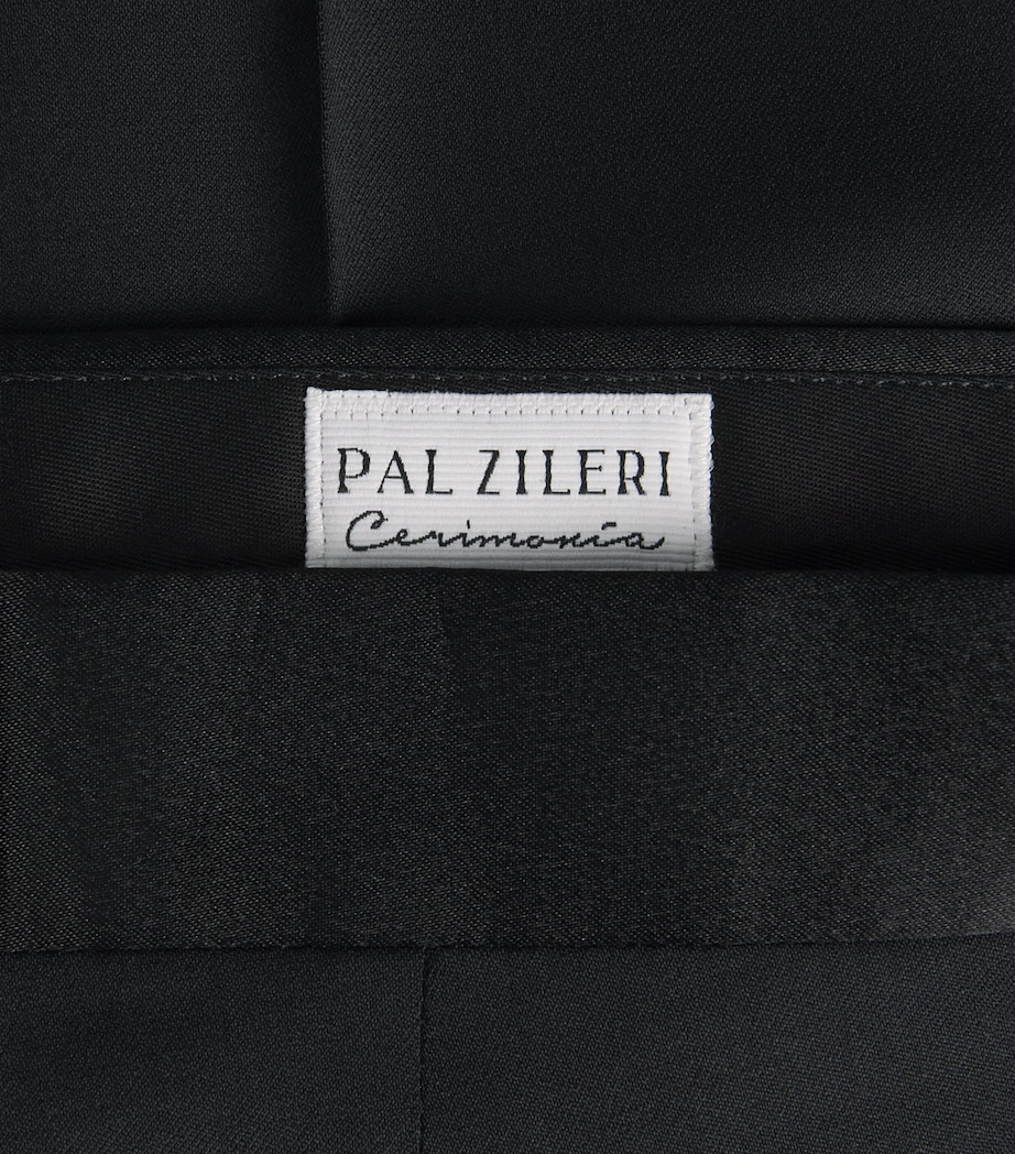 Pal Zileri Mens Wool-Blend Satin-Trim Trousers Black Image 6