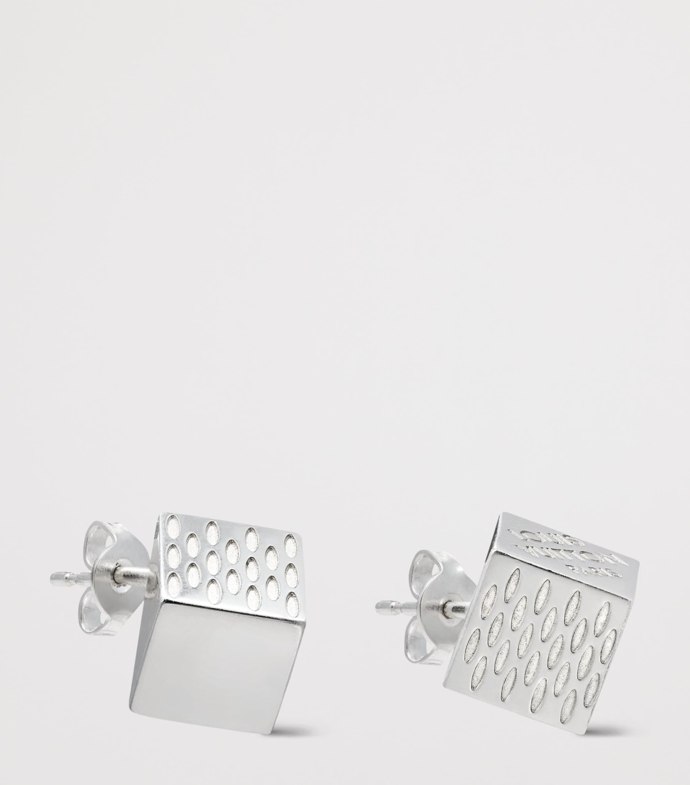 LOUIS VUITTON Sterling Silver Cube Earrings Silver Image 3