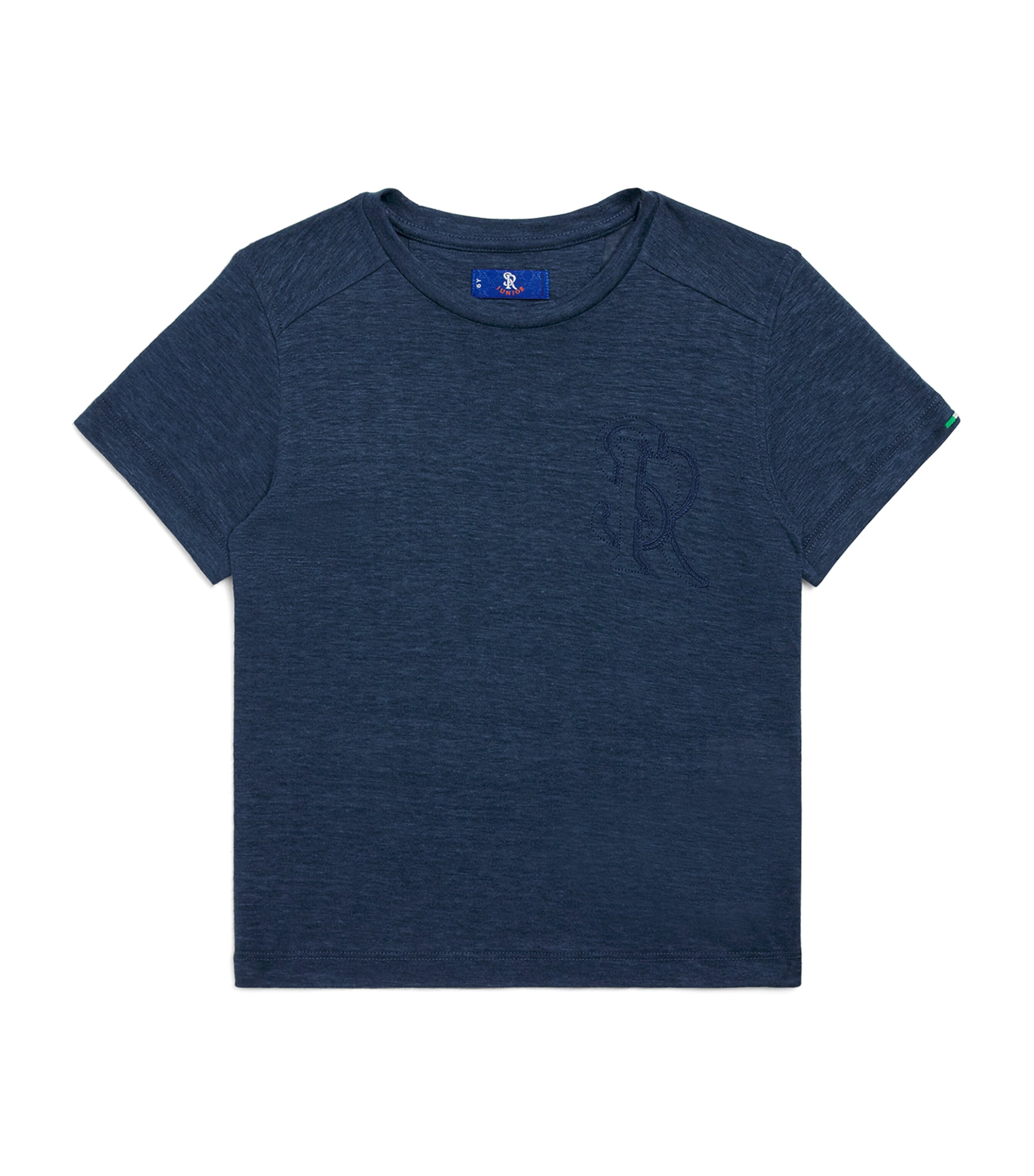 Stefano Ricci Kids' Linen Embroidered Monogram T-shirt