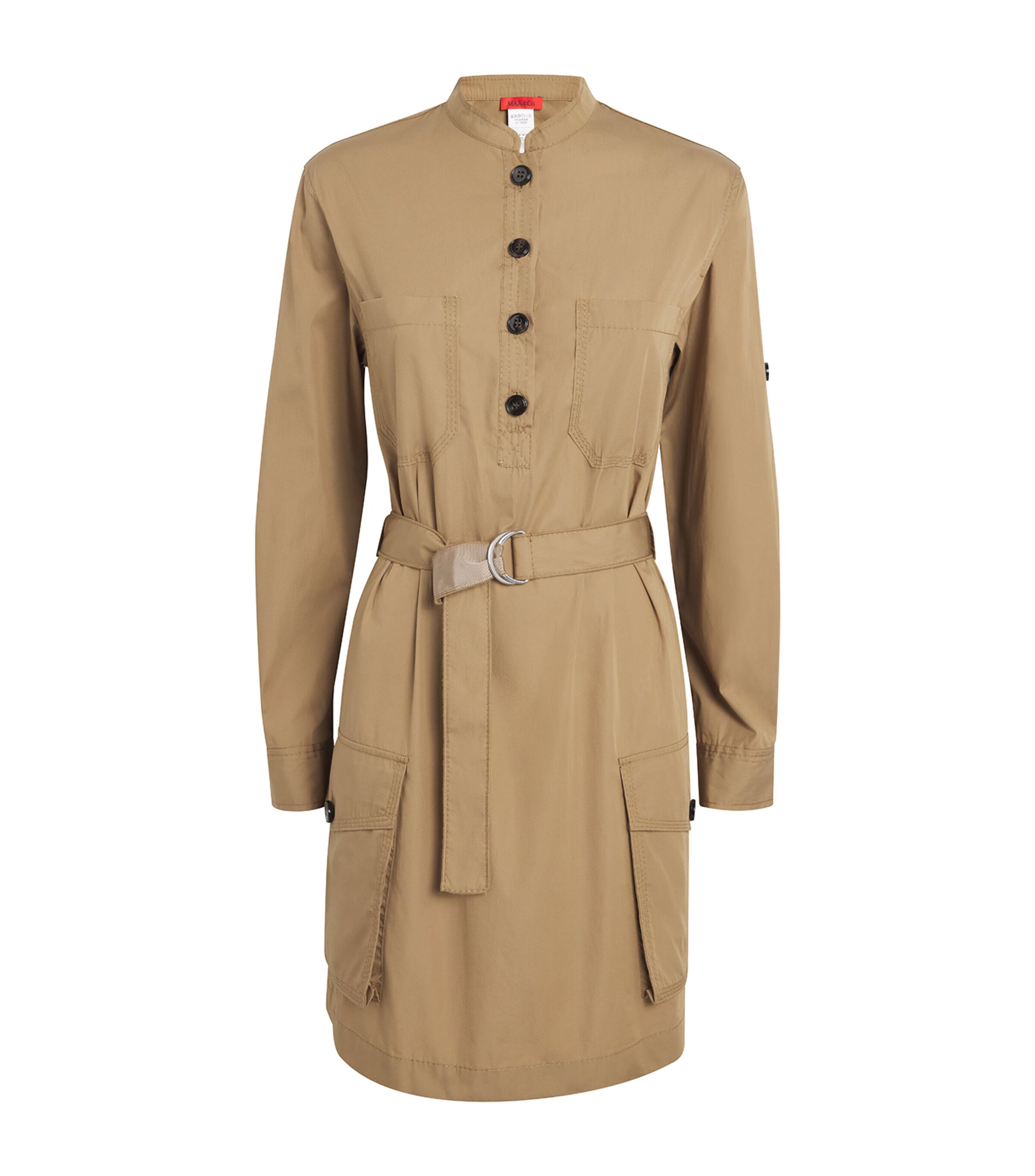 MAX&Co. Womens Cotton Poplin Utility Mini Dress Sand Image 1
