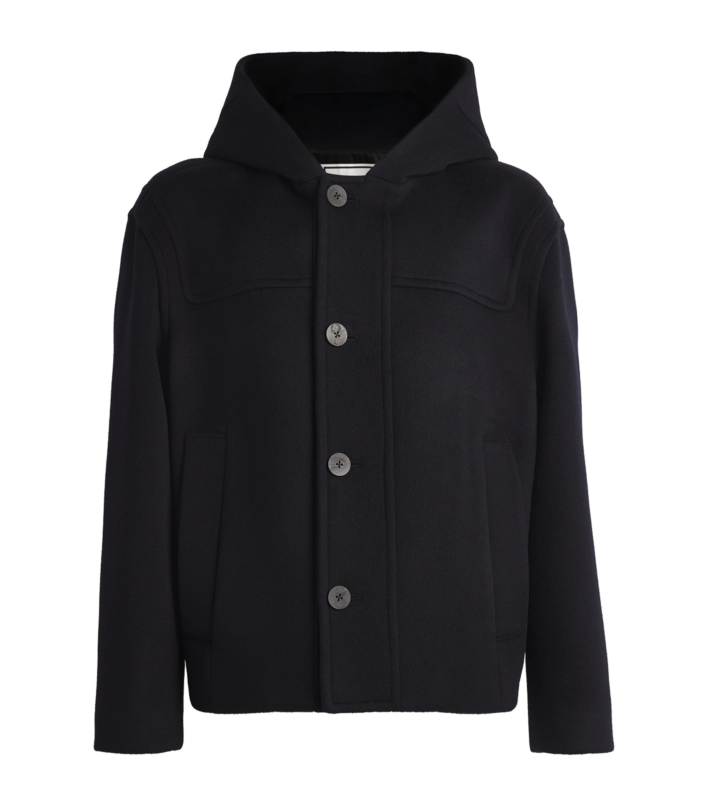 Wooyoungmi Wool-cashmere Hooded Pea Coat In Navy