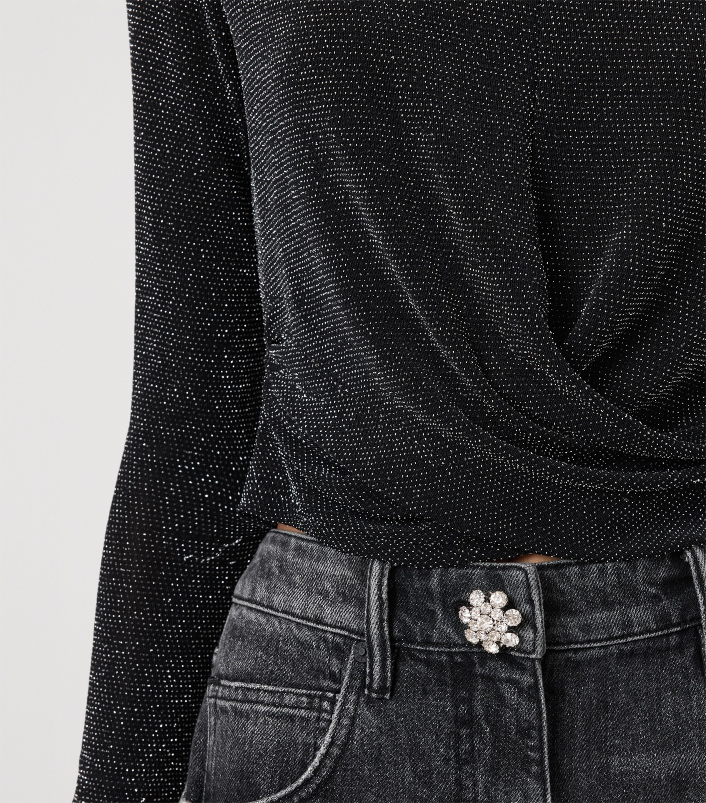 Metallic Skylar Crop Top SILVER/BLACK Image 7