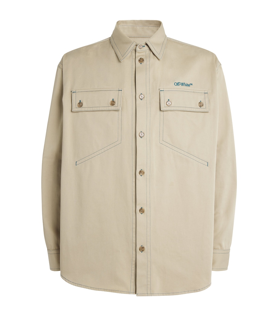 Off-White Mens Cotton Twin-Pocket Overshirt Bison Cr�me Image 1