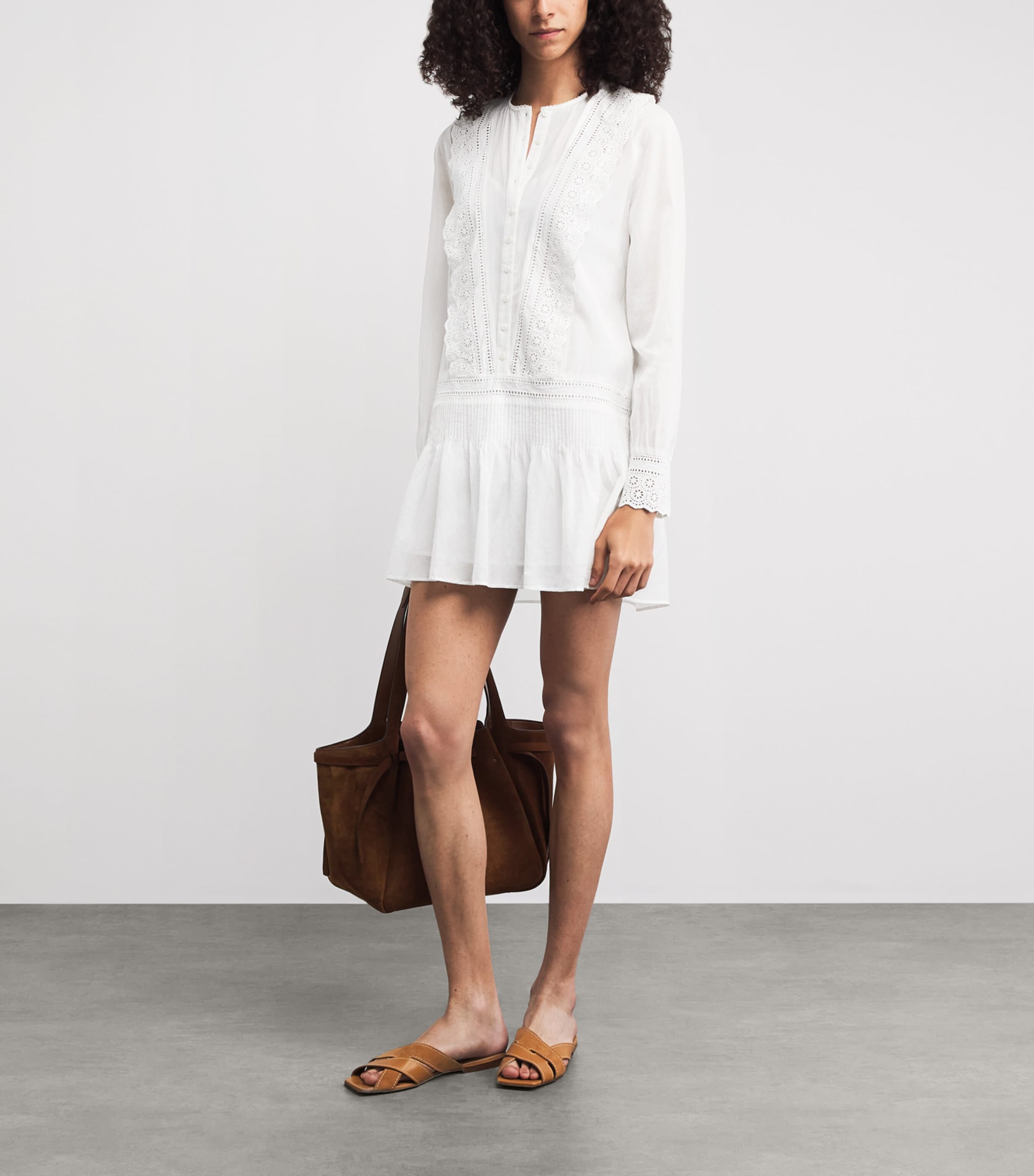 Veronica Beard Womens Maguerite Eyelet Mini Dress White Image 2
