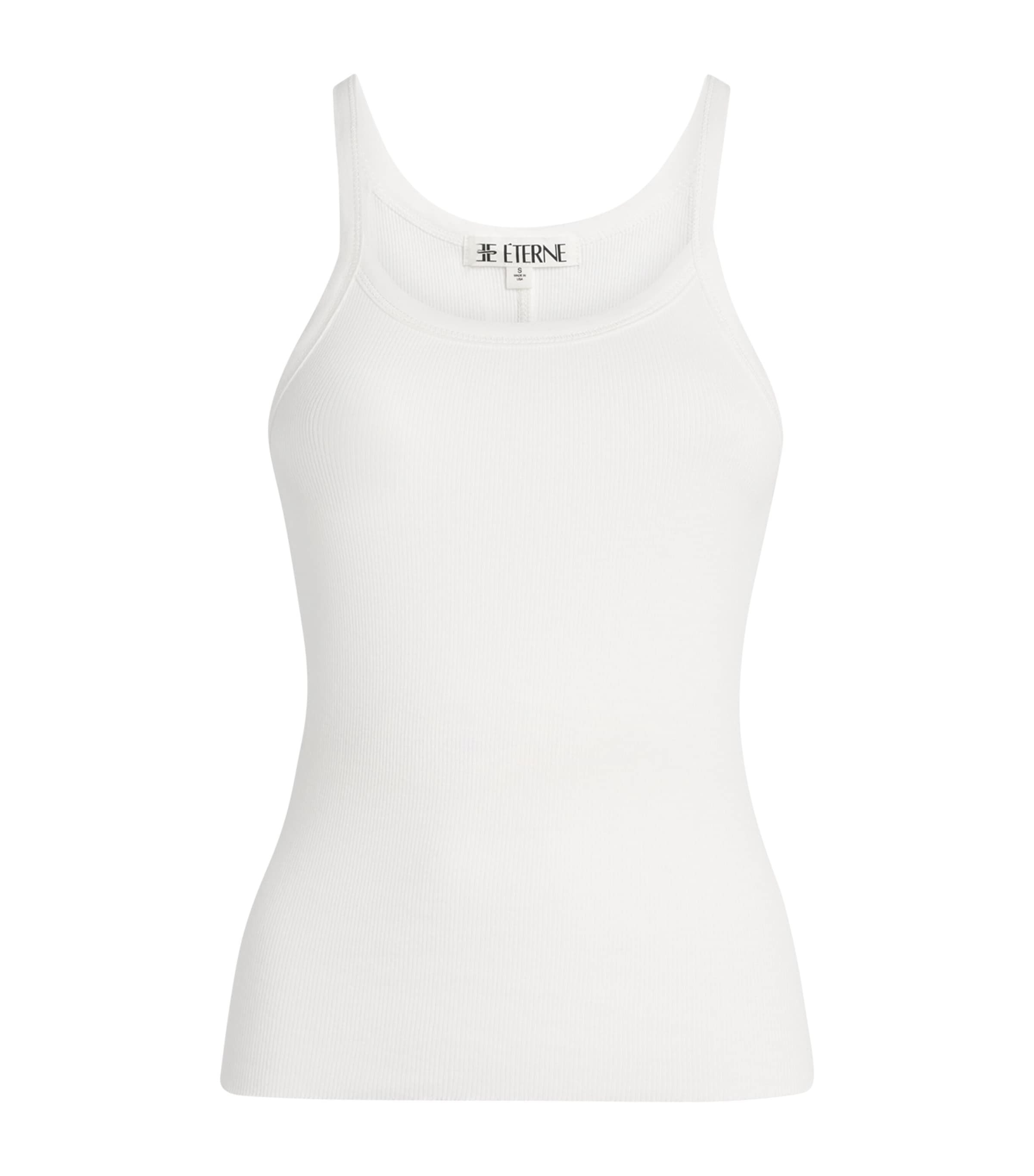 ÉTERNE Womens Cotton Ribbed Cami Top Ivory Image 1