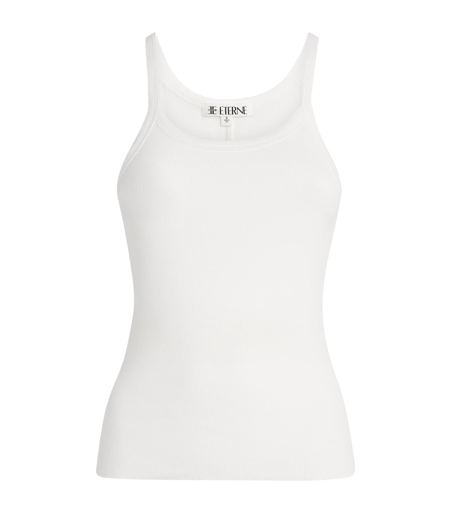 ÉTERNE Womens Cotton Ribbed Cami Top Ivory Image 1