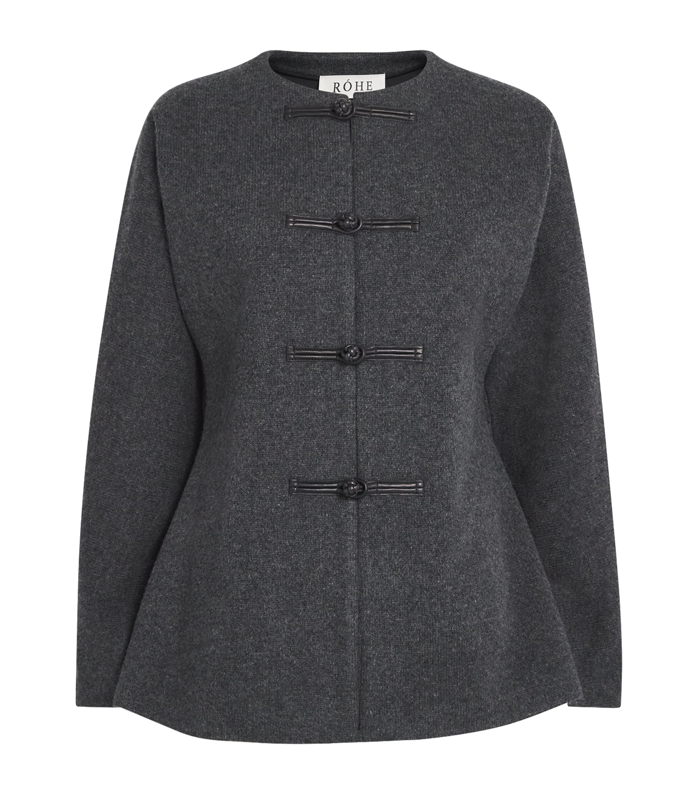 Rohe Wool Mandarin Waisted Cardigan In Gray