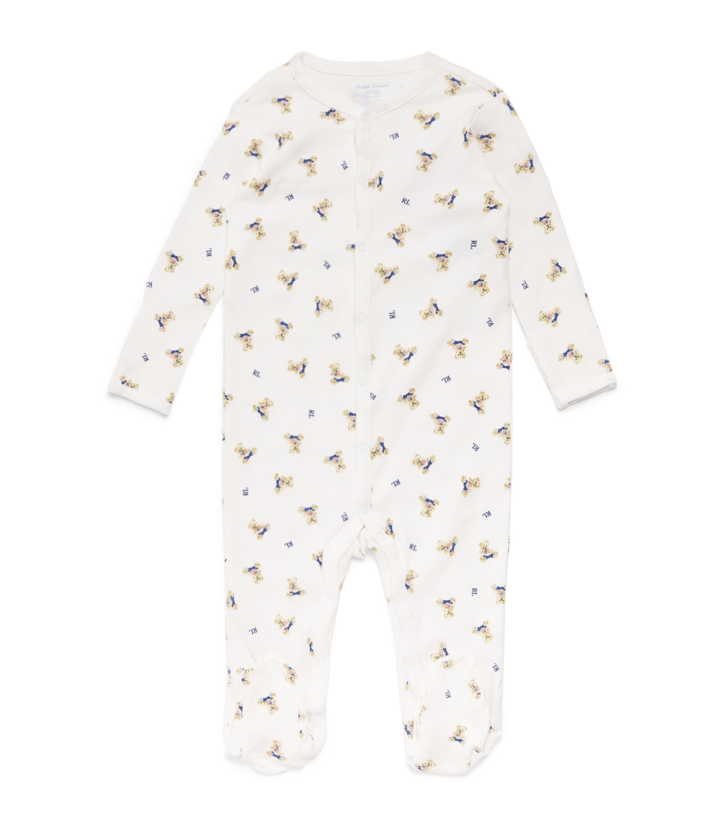 Ralph Lauren Cotton Polo Bear All-in-one In White