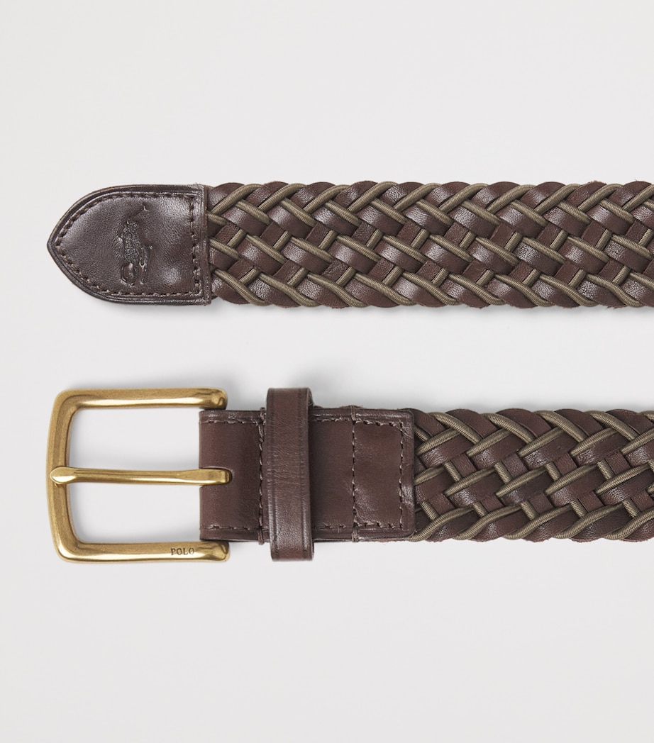 Leather Woven Belt BROWN/OLIVE Image 4