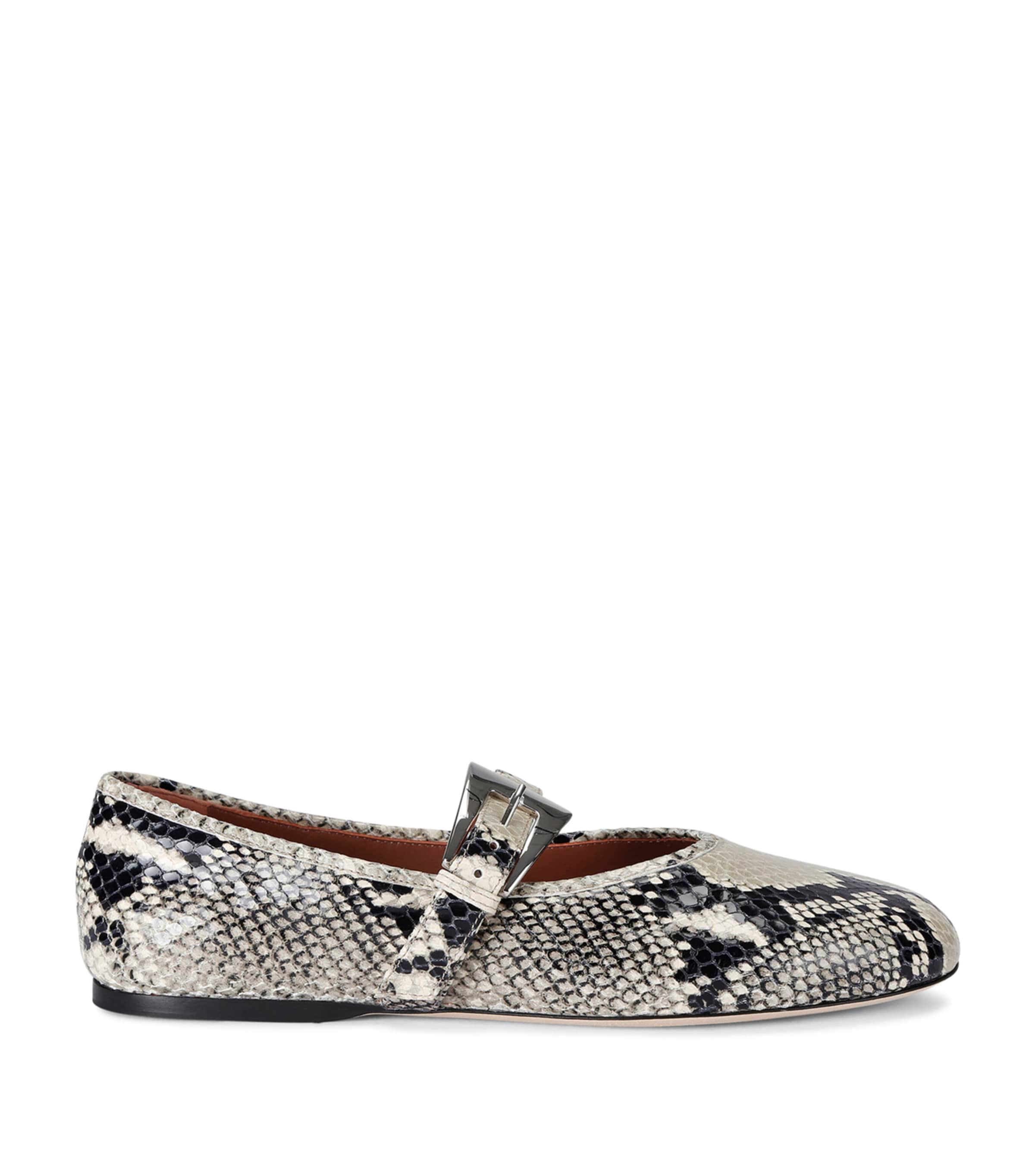 Paris Texas Black & White Sveva Buckle Ballerina Flats In Beige