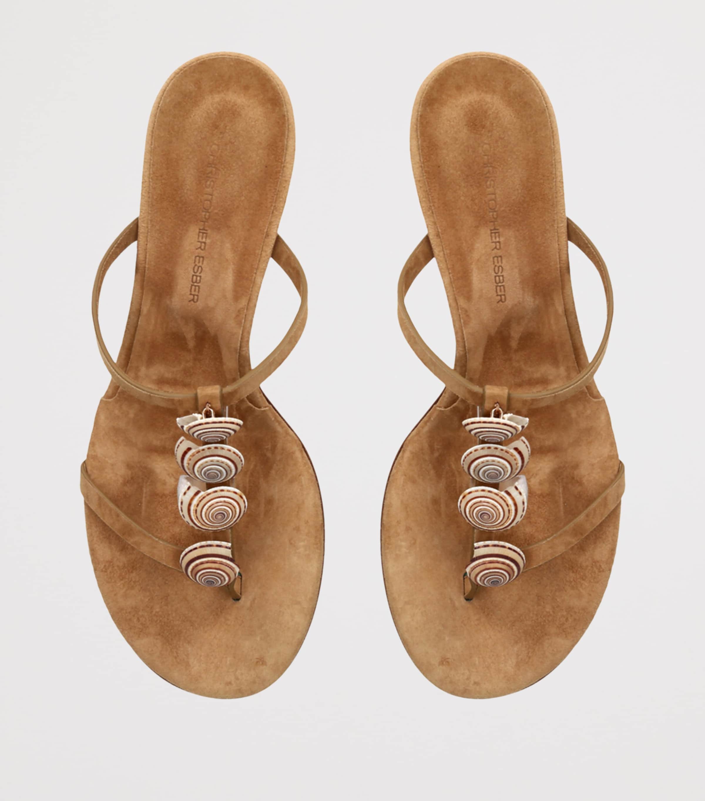 Christopher Esber Suede Embellished Sundial Sandals 40 Tan Image 4