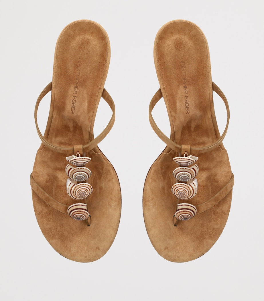 Christopher Esber Suede Embellished Sundial Sandals 40 Tan Image 4
