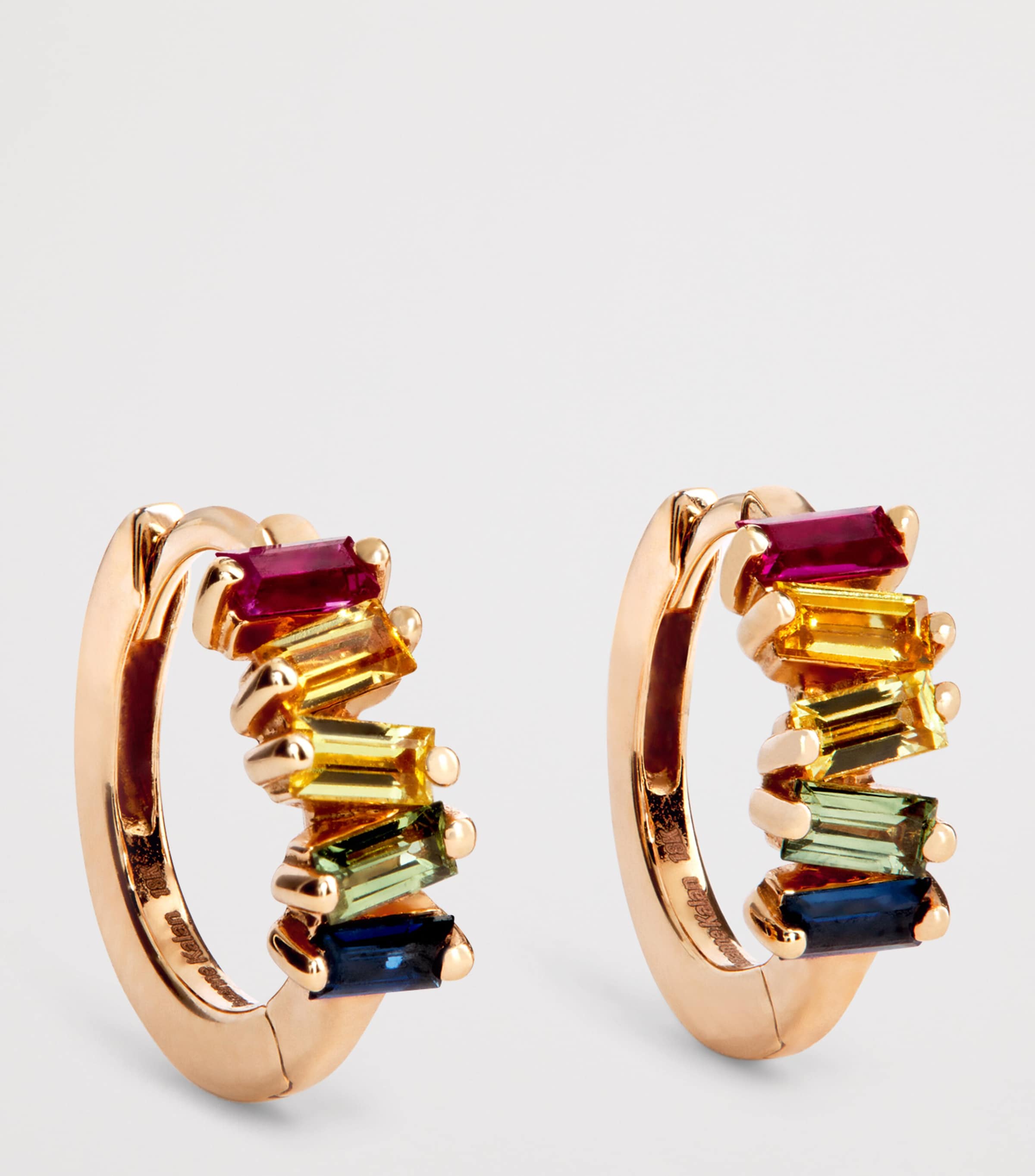Suzanne Kalan Rose Gold and Rainbow Sapphire Bold Huggie Earrings Rg/rs Image 3