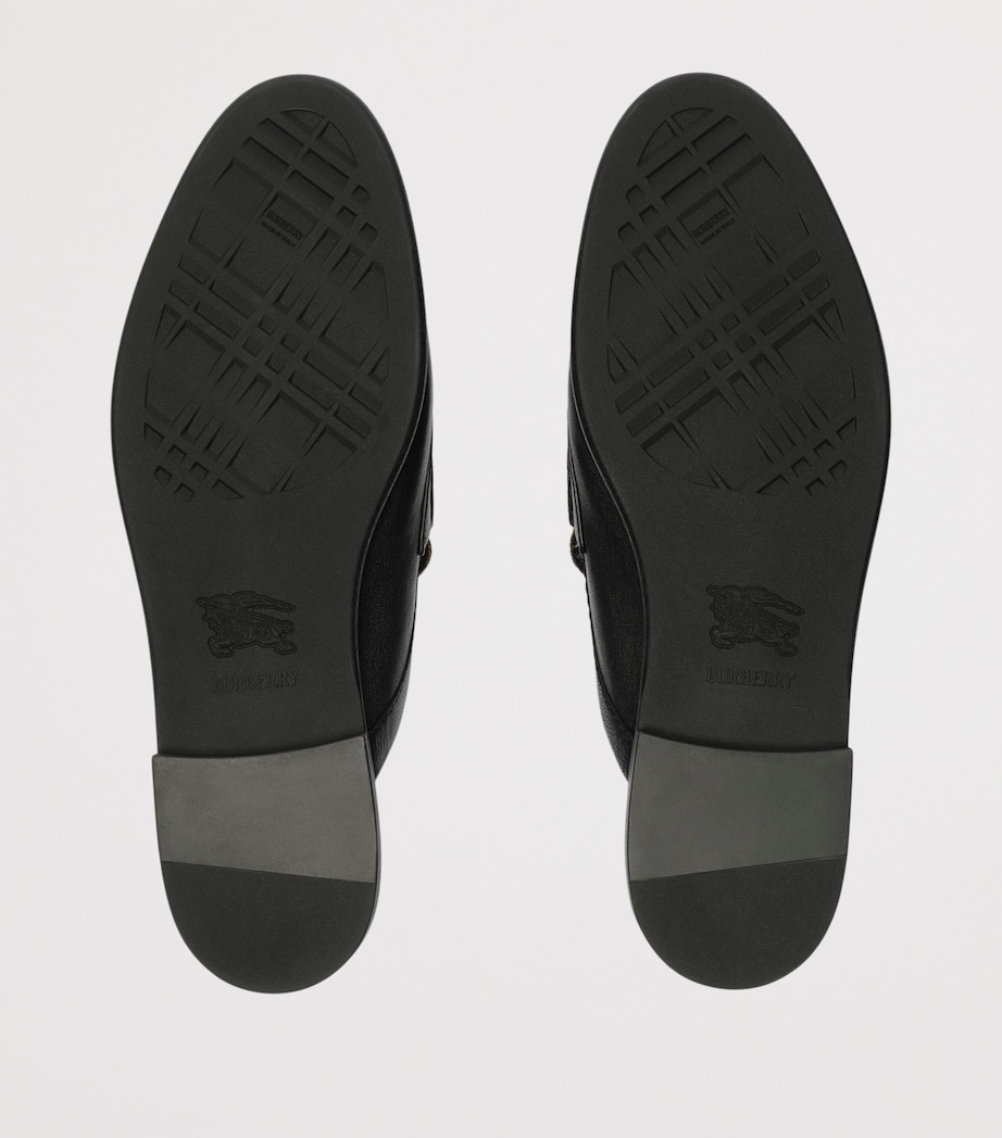 Burberry Leather Check Opal Mules Black / Archive Beig Image 5