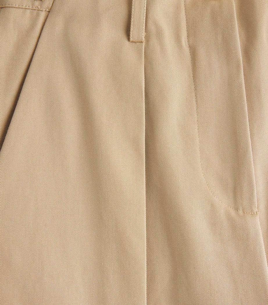 Maje Womens Cotton Pleated Wide-Leg Trousers Mastic Beige Image 6