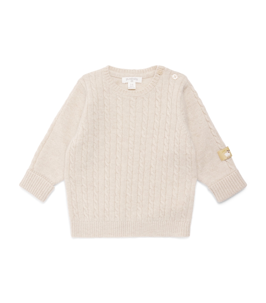 Purebaby Cashmere Cable-Knit Sweater (0-18 Months) Cmlme Camel Melange Image 1