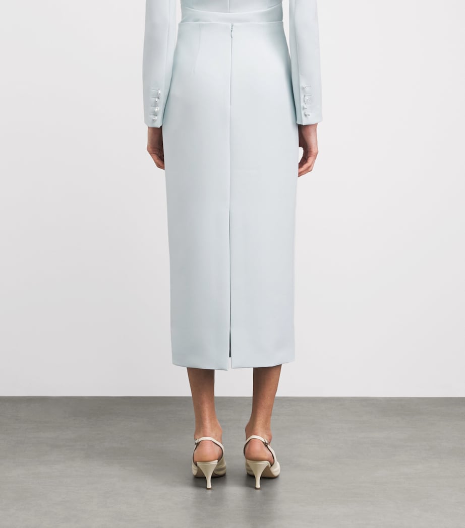 Roland Mouret Womens Crepe Midi Skirt Aqua Blue Image 5