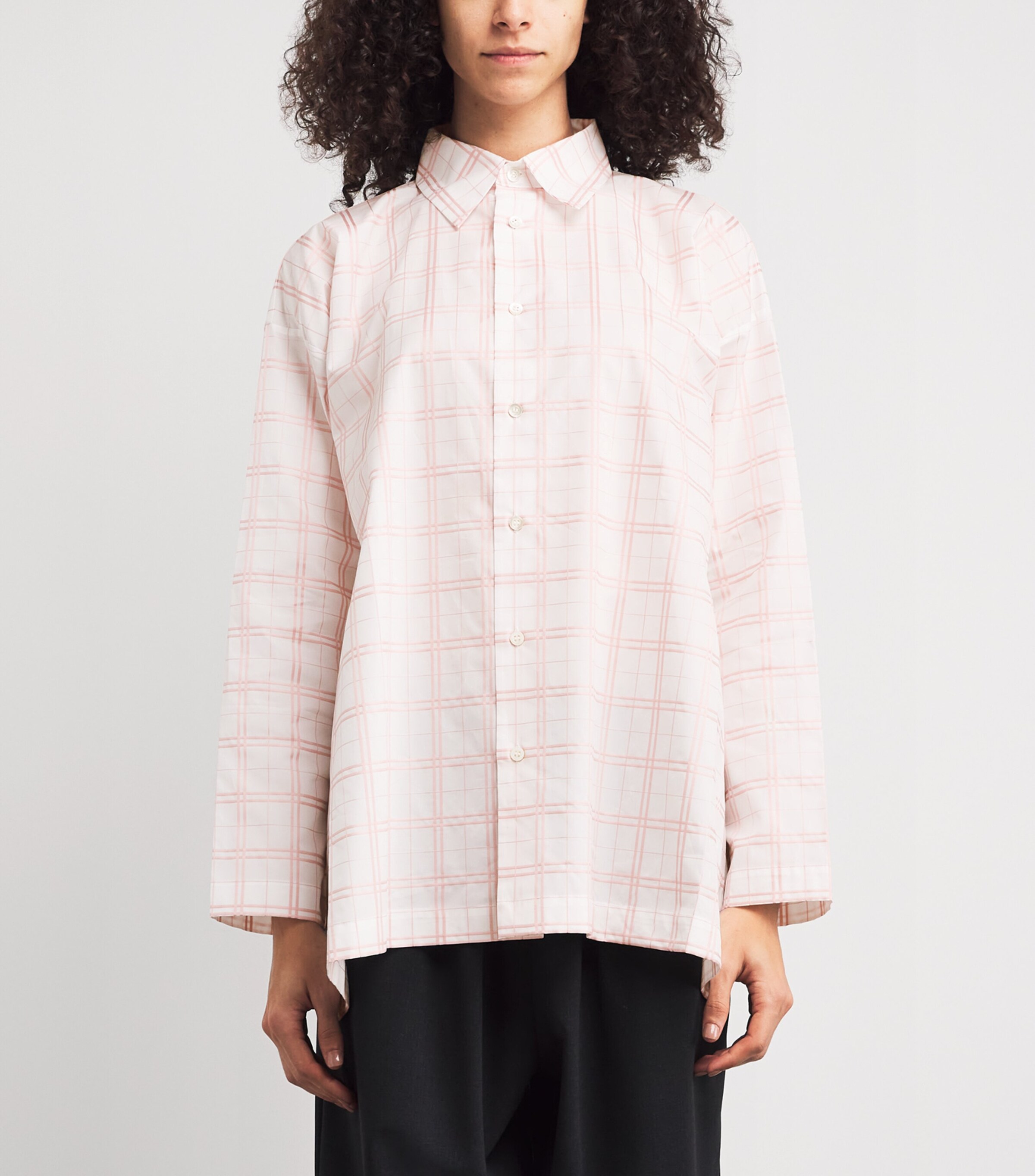 Jacquard Check Slim A-Line Shirt PNKCHK Image 3