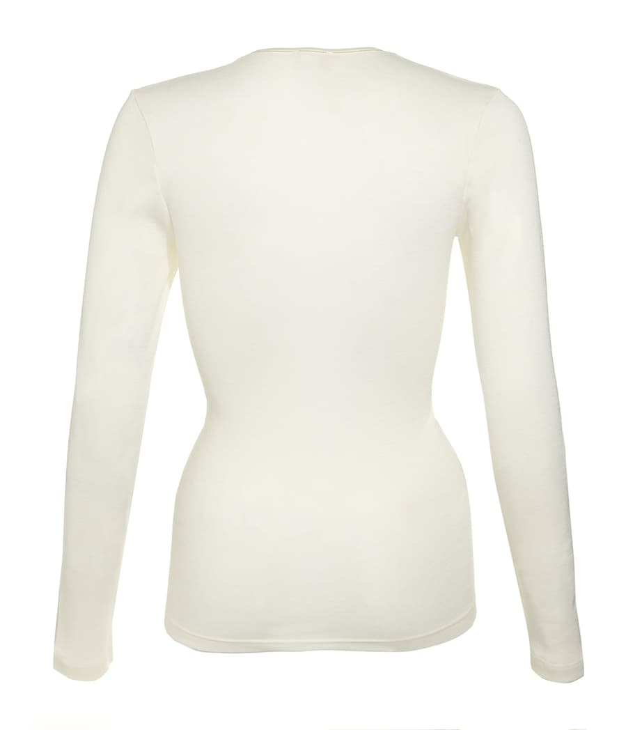 Wool and Silk Long Sleeve Top GREEN Image 3