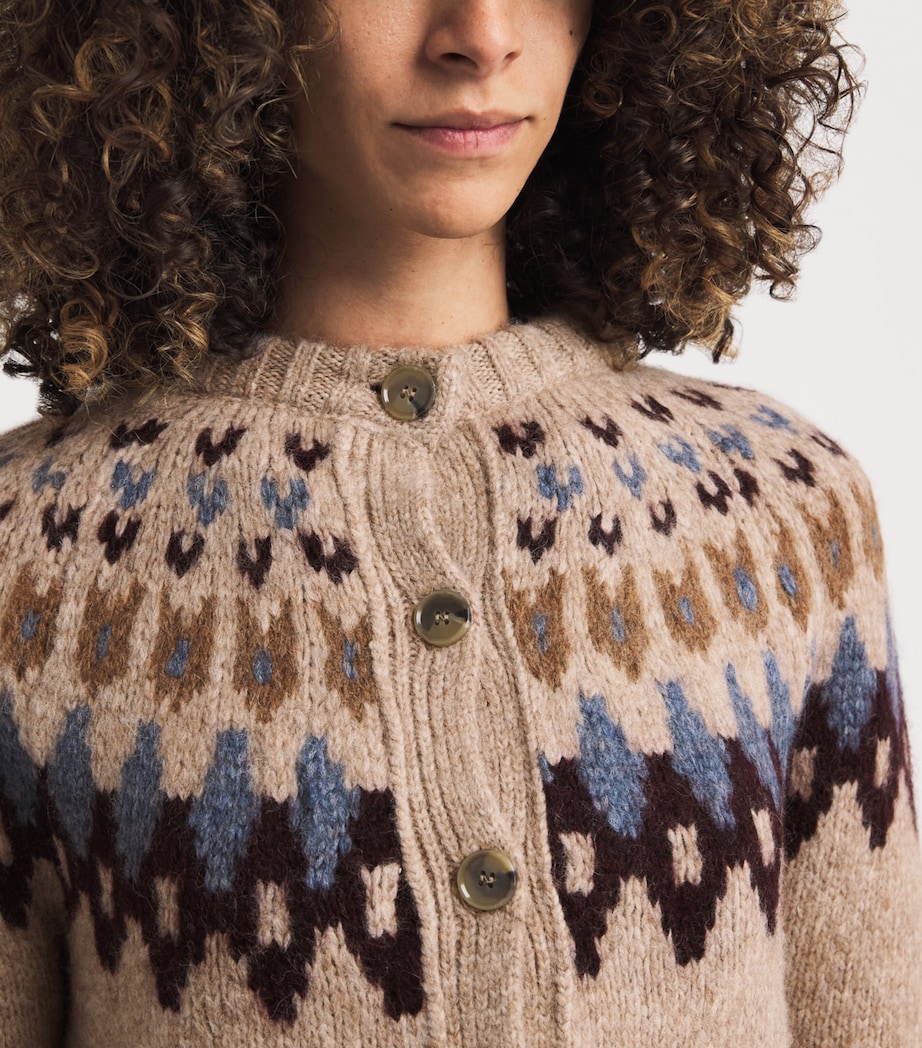Alpaca Wool-Blend Fair Isle Christina Cardigan OATMEAL MELANGE MLTI Image 6
