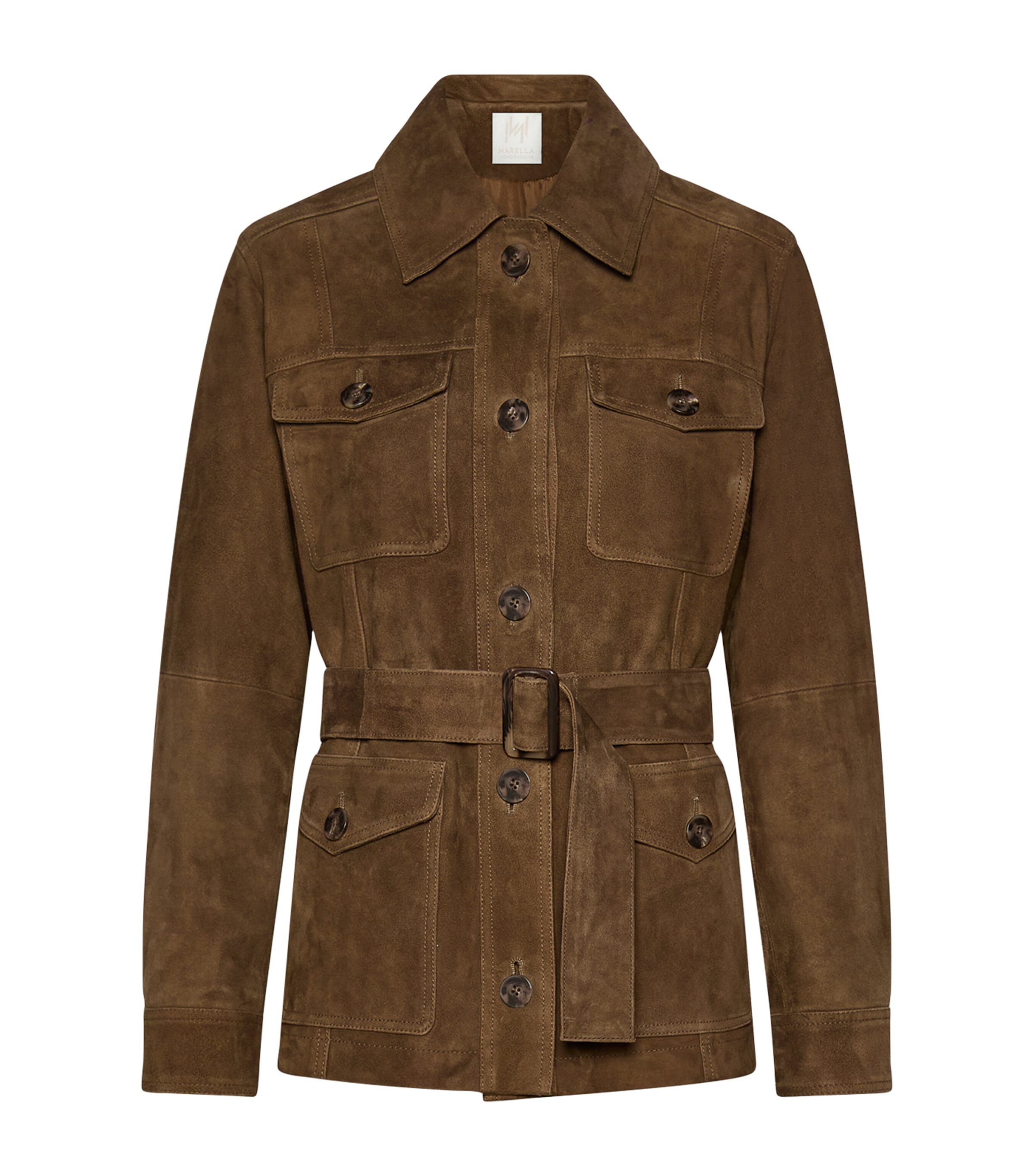 Marella Womens Suede Jacket Oil Green Image 1