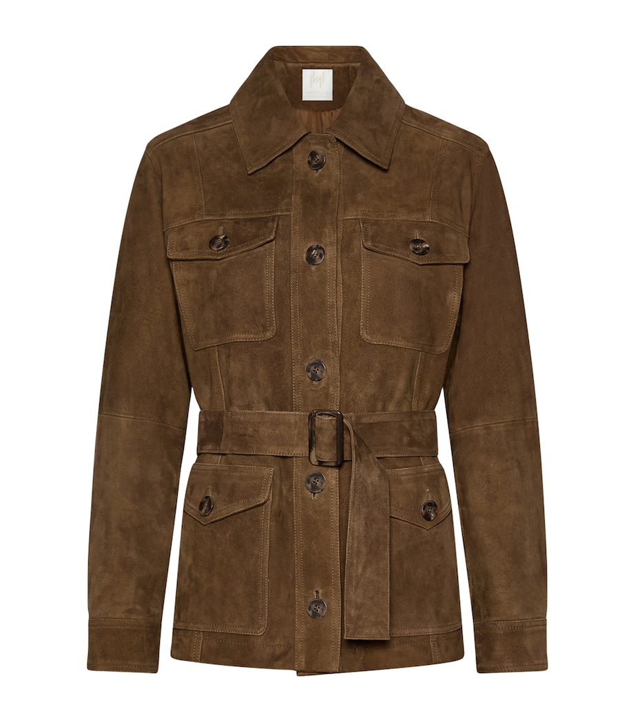 Marella Womens Suede Jacket Oil Green Image 1