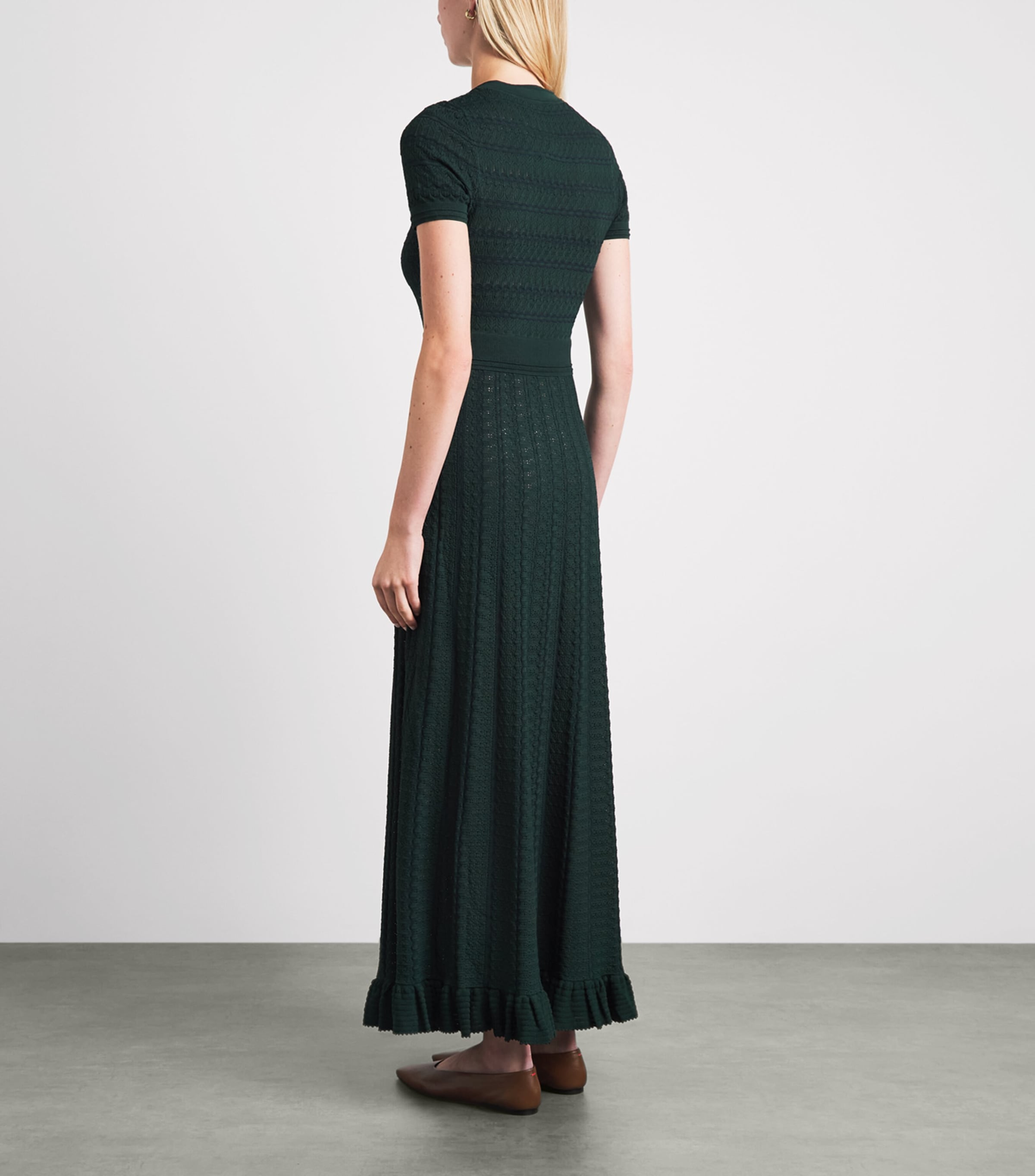 Sandro Paris Womens Pointelle-Knit Midi Dress Green Image 4