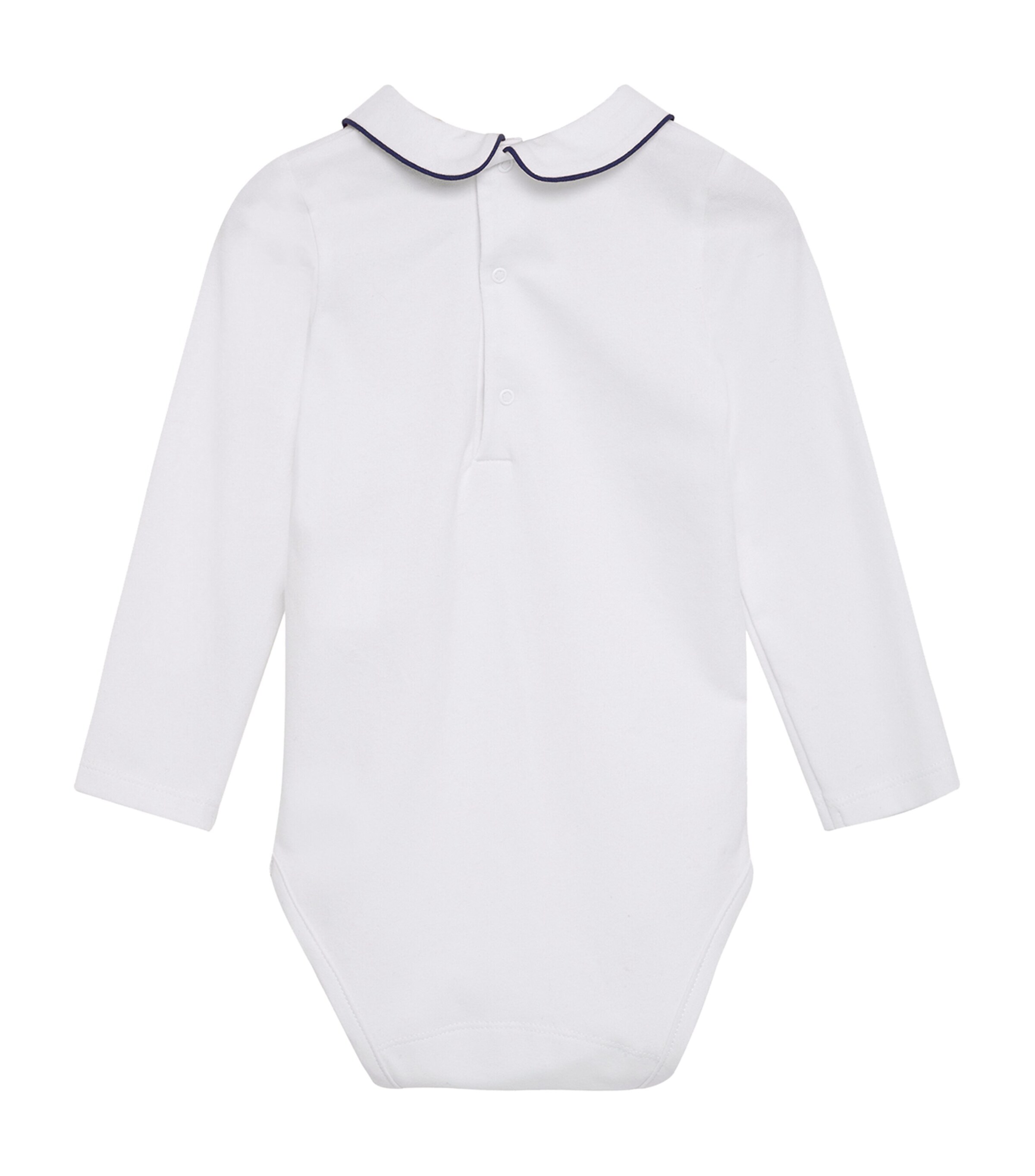 Trotters Piped-Collar Milo Bodysuit (0-24 Months) White / Navy Image 4