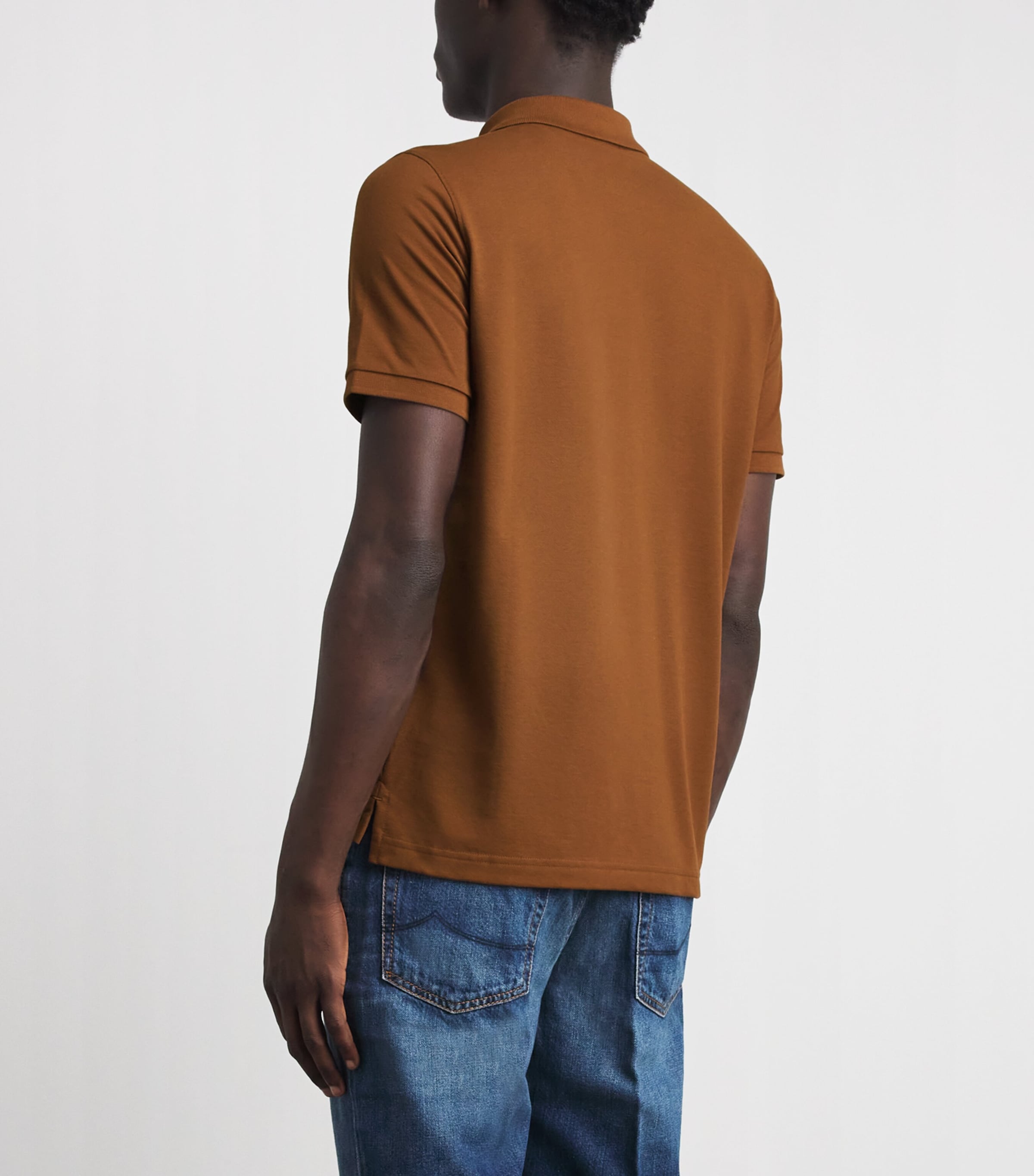 Falke Mens Pima Cotton Piqué Polo Shirt Cappucino Image 5