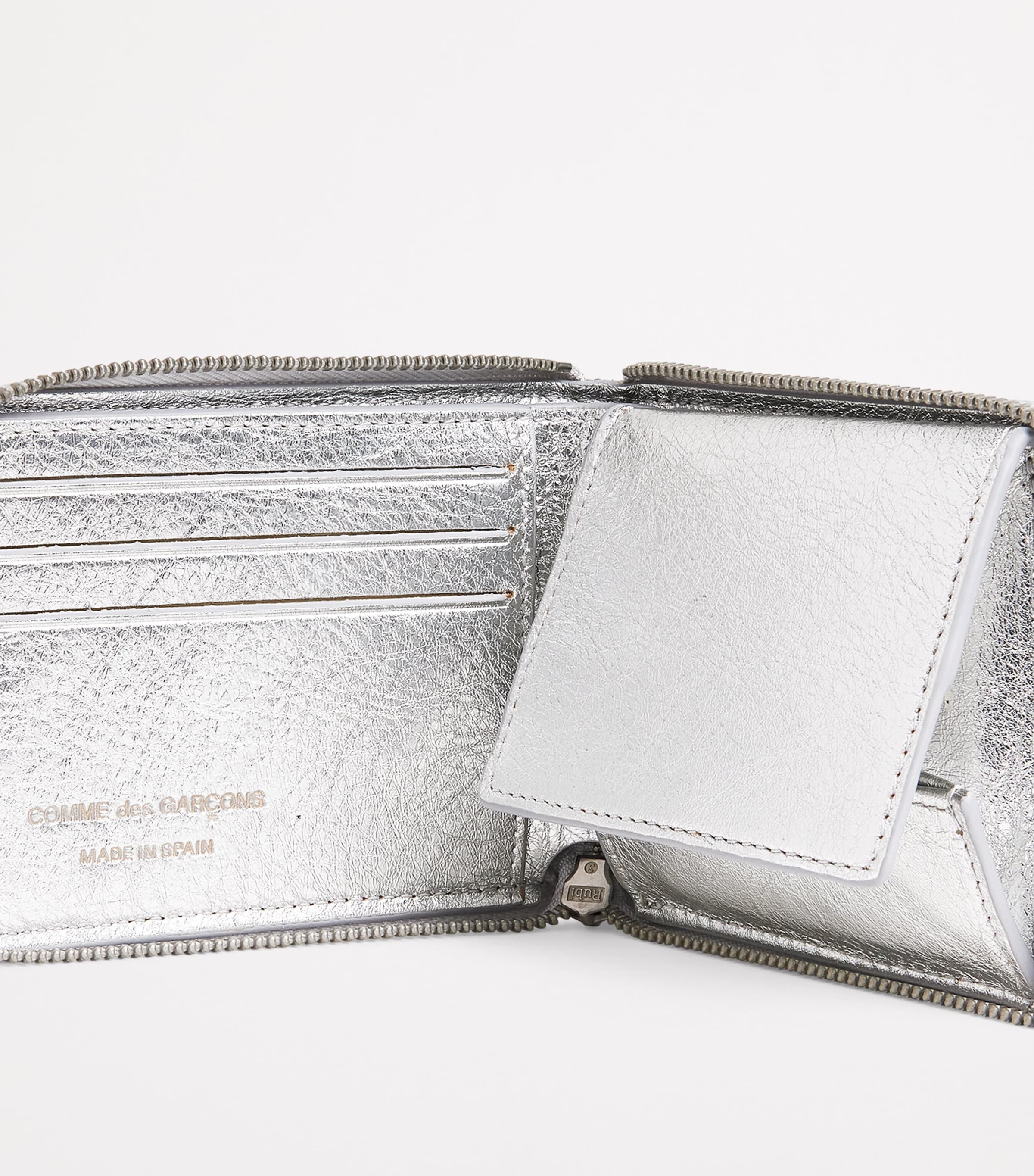 Comme Des Garçons Wallet Silver Leather Zipped Wallet | Harrods US
