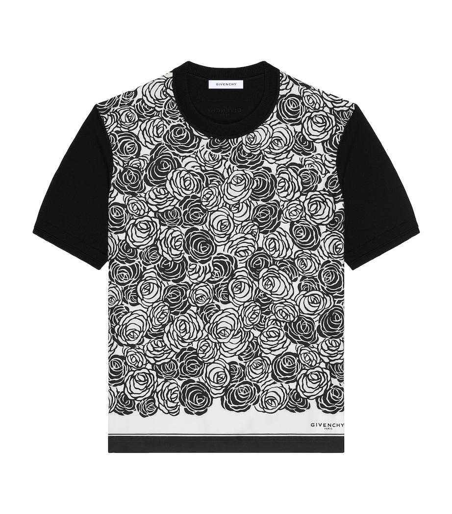 Cotton Floral Short-Sleeve Sweater BLACK/IVORY Image 1