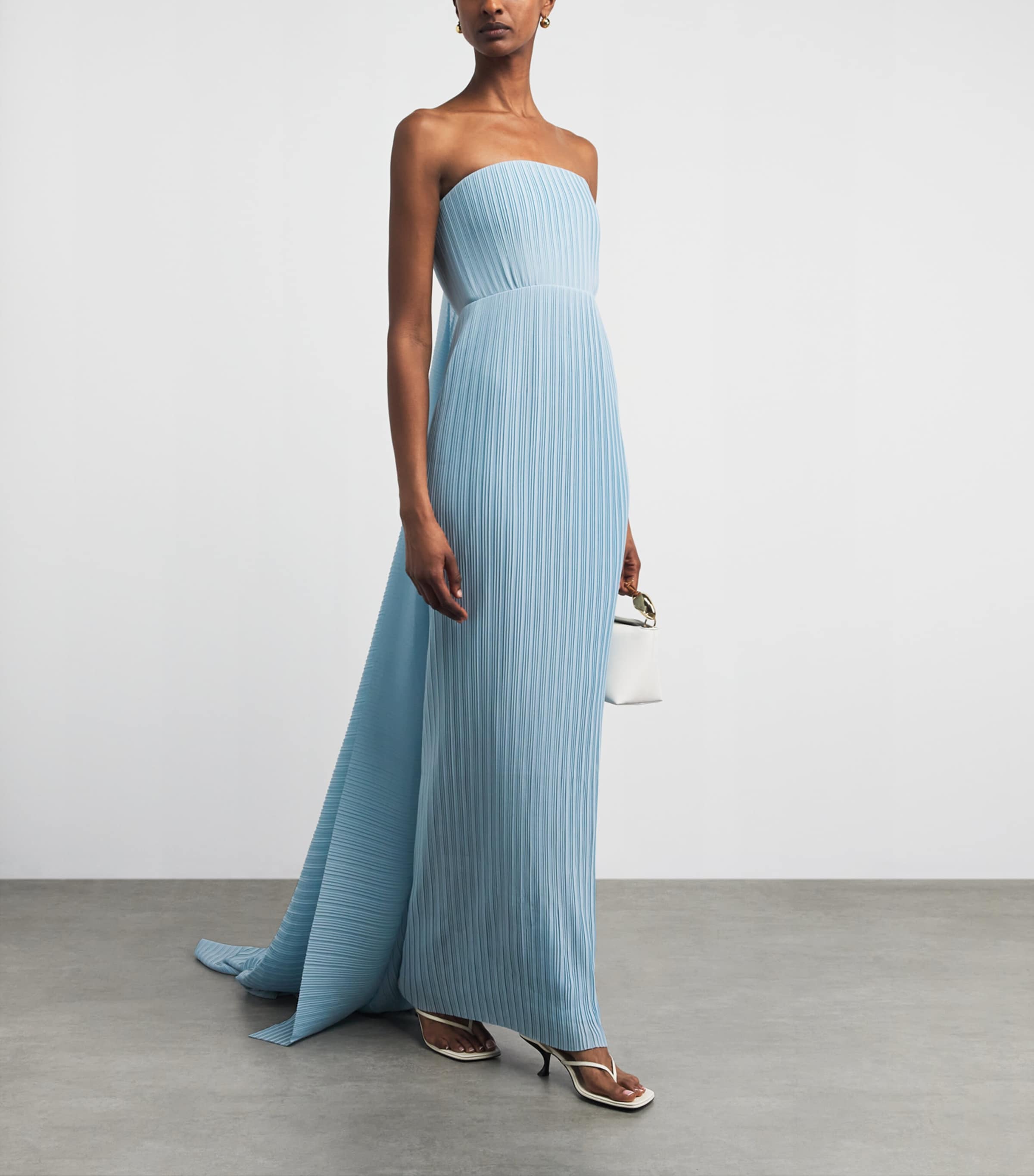 Solace London Womens Pleated Harlee Strapless Gown Soft Blue Image 2