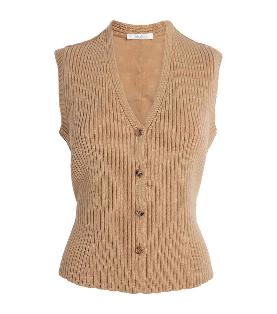 Wool-Cashmere-Blend Knitted Gilet CAMEL Image 1