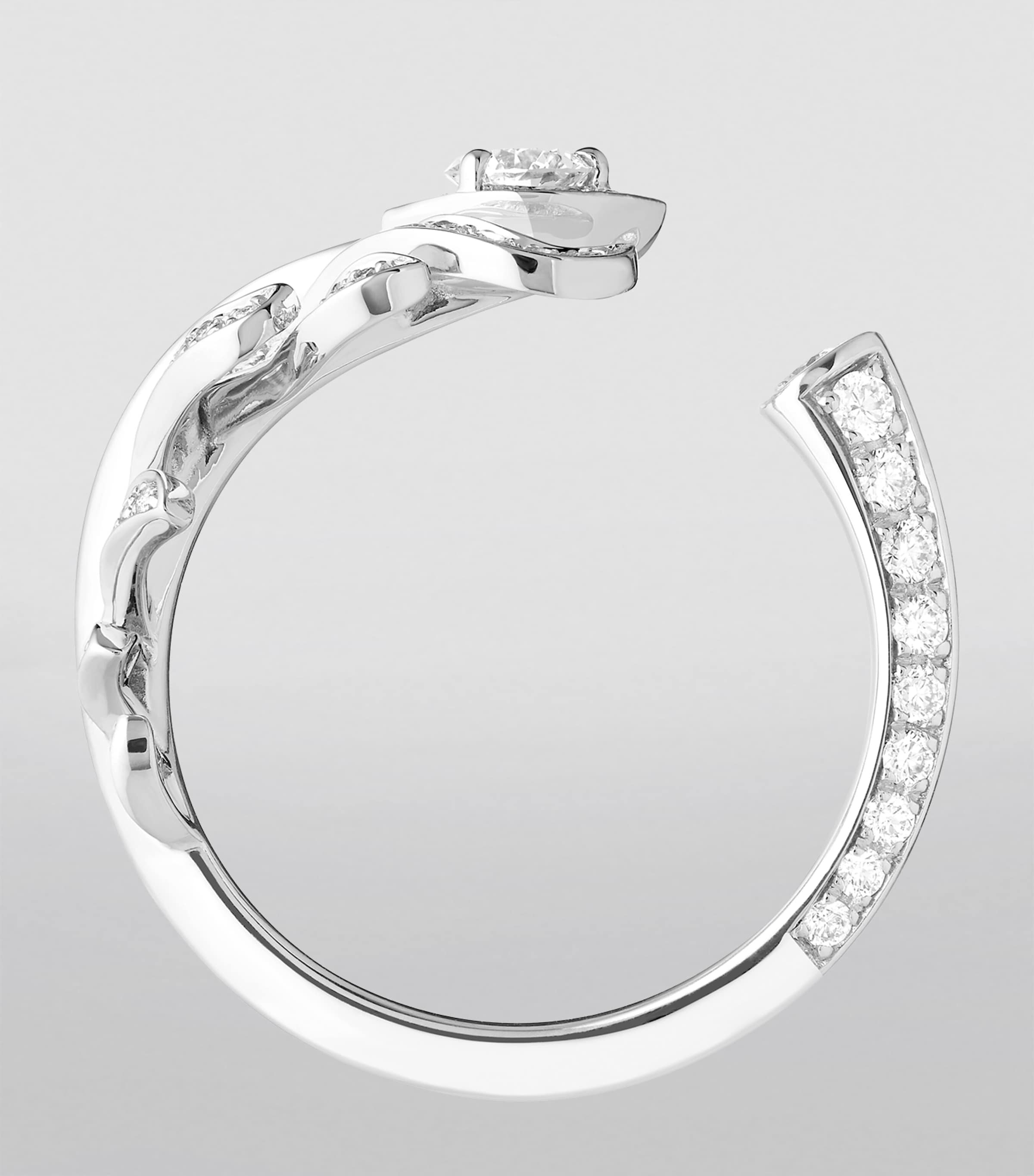 White Gold and Diamond Plume de Paon Ring WHITE GOLD Image 2