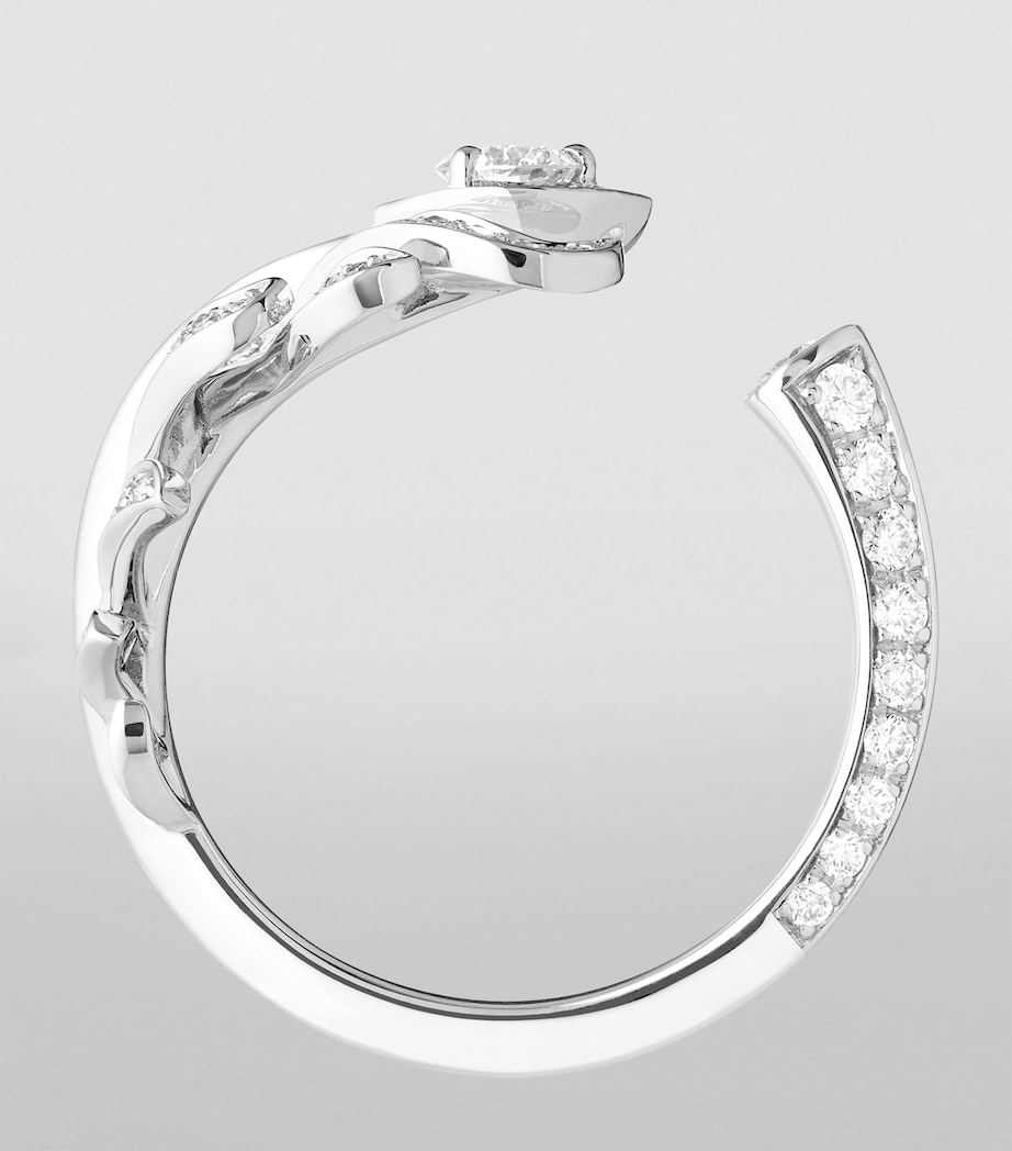 White Gold and Diamond Plume de Paon Ring WHITE GOLD Image 2