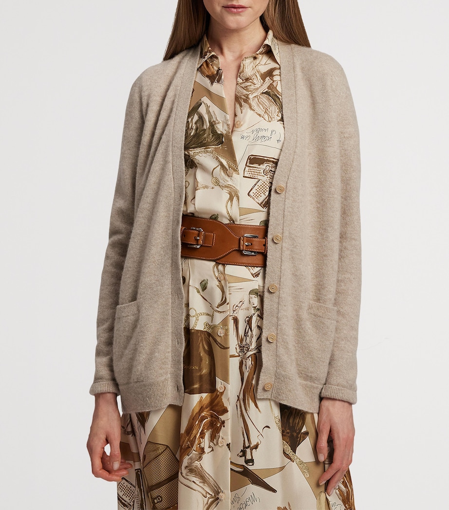 Cashmere-Blend V-Neck Cardigan TAN MULTI Image 9