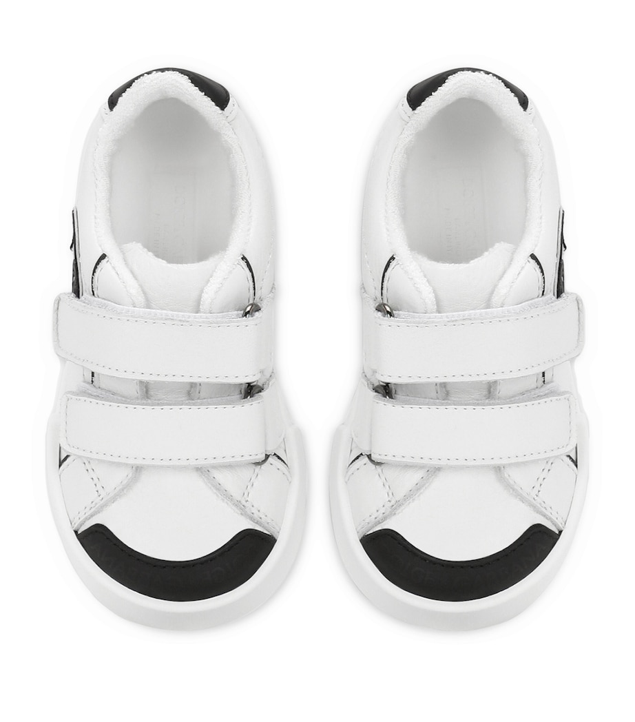Leather Portofino Low-Top Sneakers 8B926-WHITE/BLACK Image 3