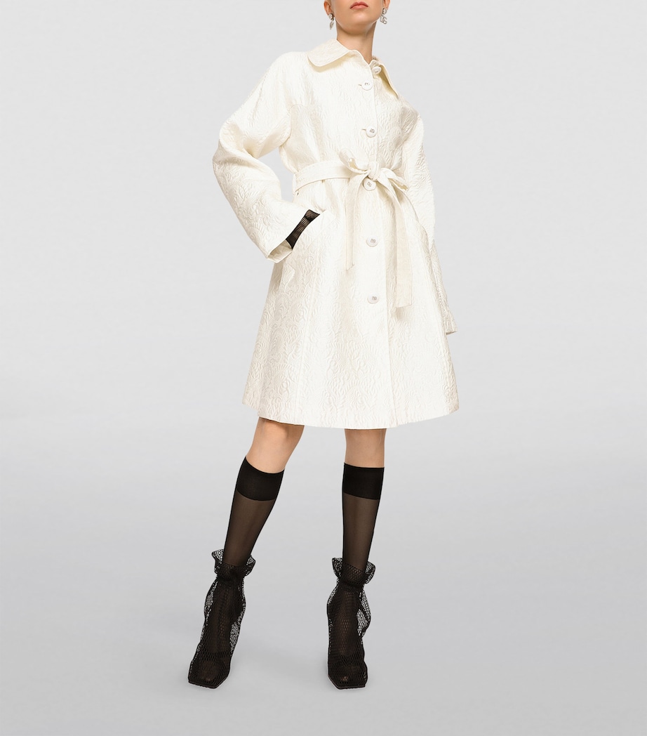 Silk-Blend Jacquard Coat W3789-VERY LIGHT CRE Image 2