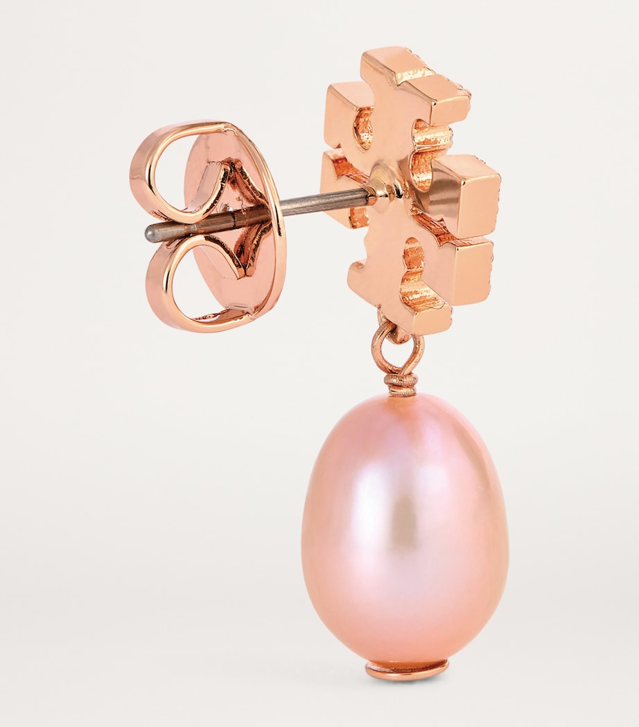 Tory Burch Kira Pavé Pearl Drop Earrings Rose Gold / Pearl Image 4
