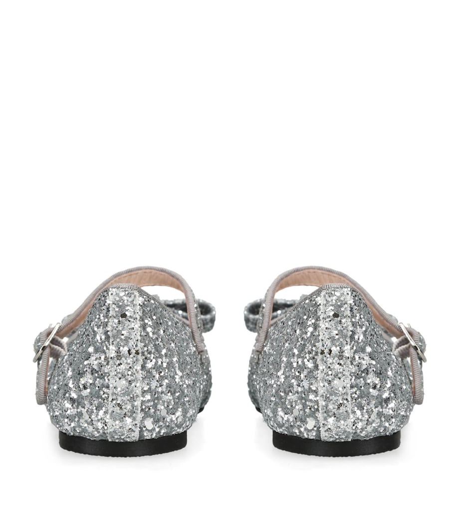 Age of Innocence Leather-Glitter Ellen Ballet Flats Silver Image 2