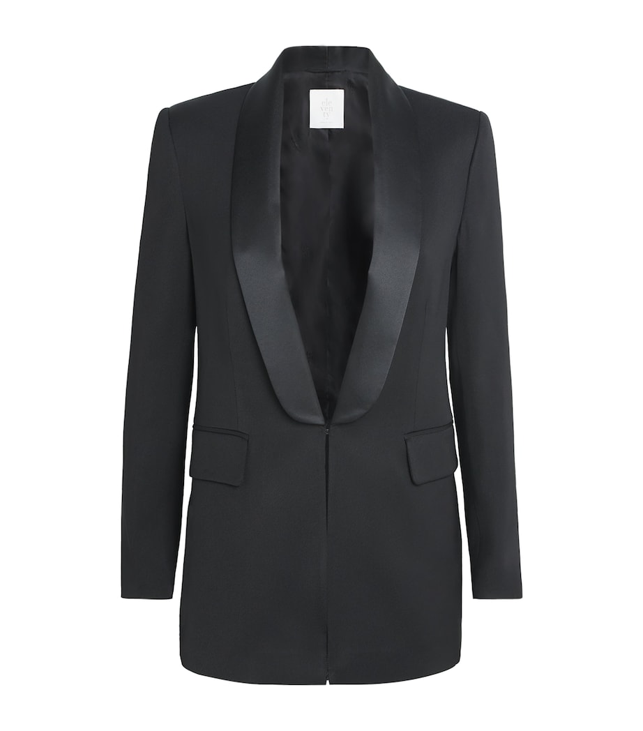 Eleventy Womens Twill Tuxedo Jacket Nero Image 1