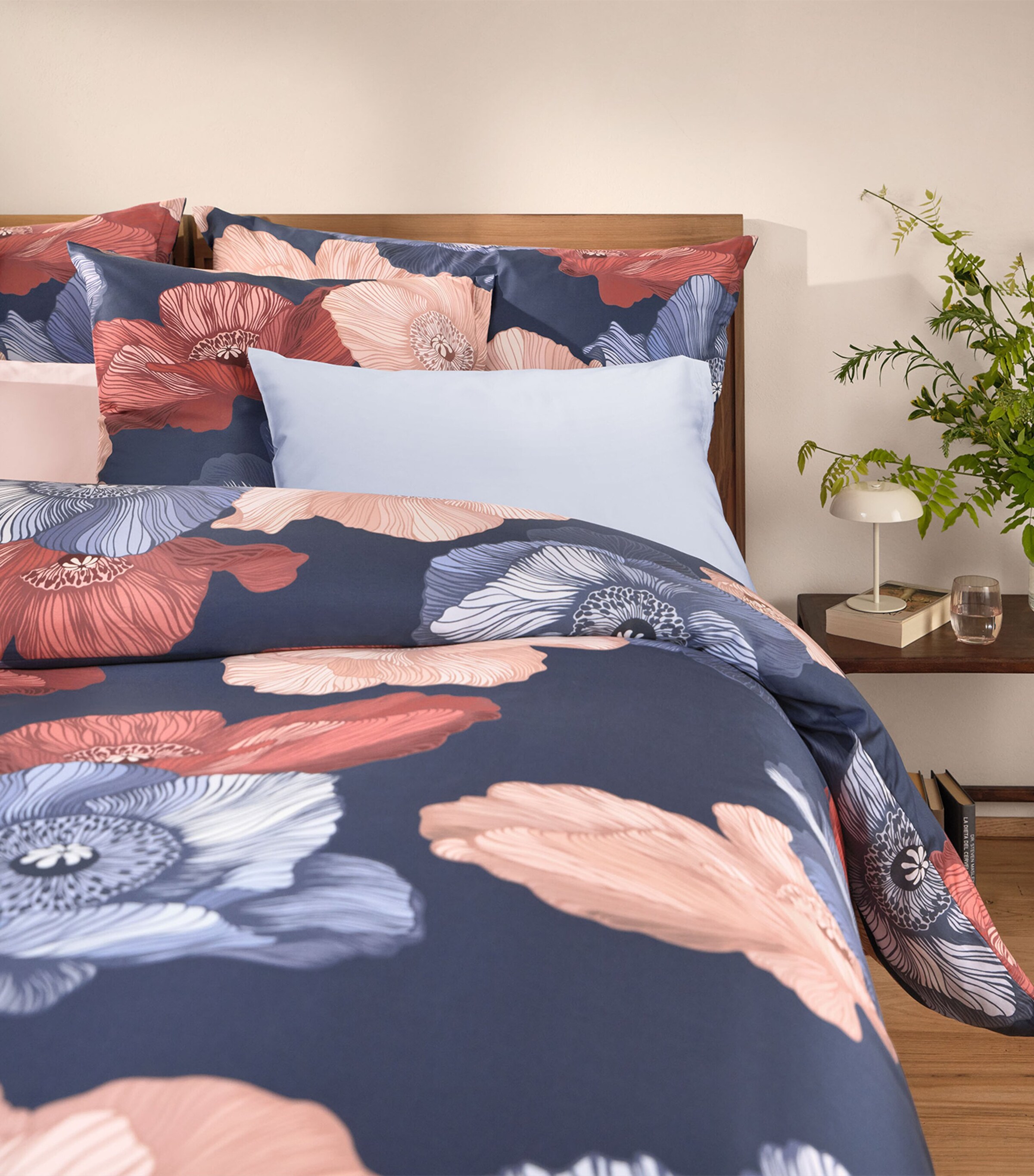 Schlossberg Cotton Mona Super King Flat Sheet (290cm x 280cm) Bleu Image 2