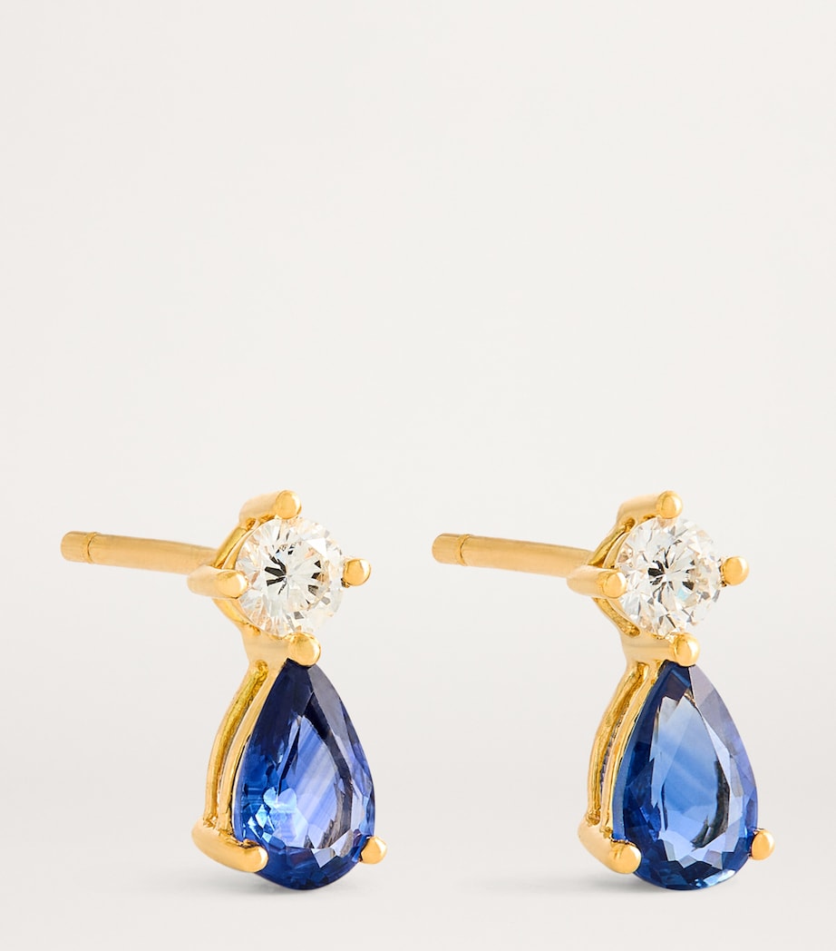 Yellow Gold, Diamond and Sapphire Violet Stud Earrings YELLOW GOLD Image 3