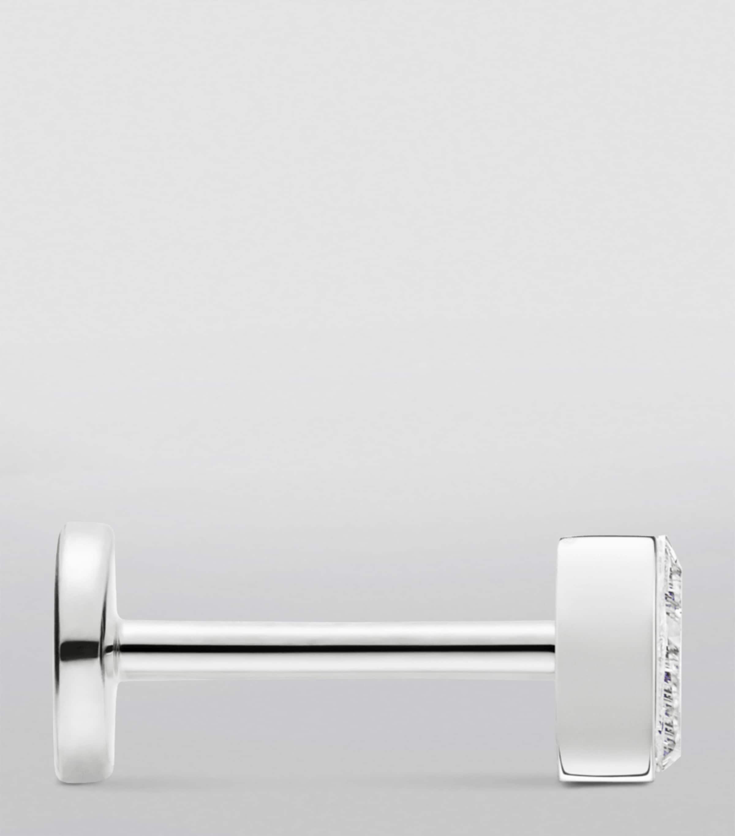 Invisible Set Triangle Diamond Threaded Stud Earring (3mm) WHITE GOLD Image 3